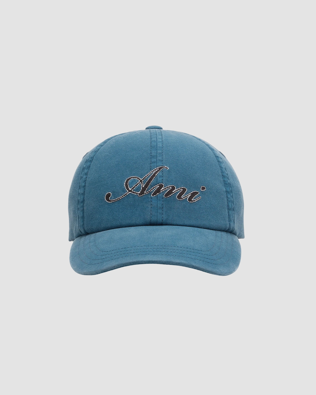 ami paris embroidery cap   royal blue washed 3