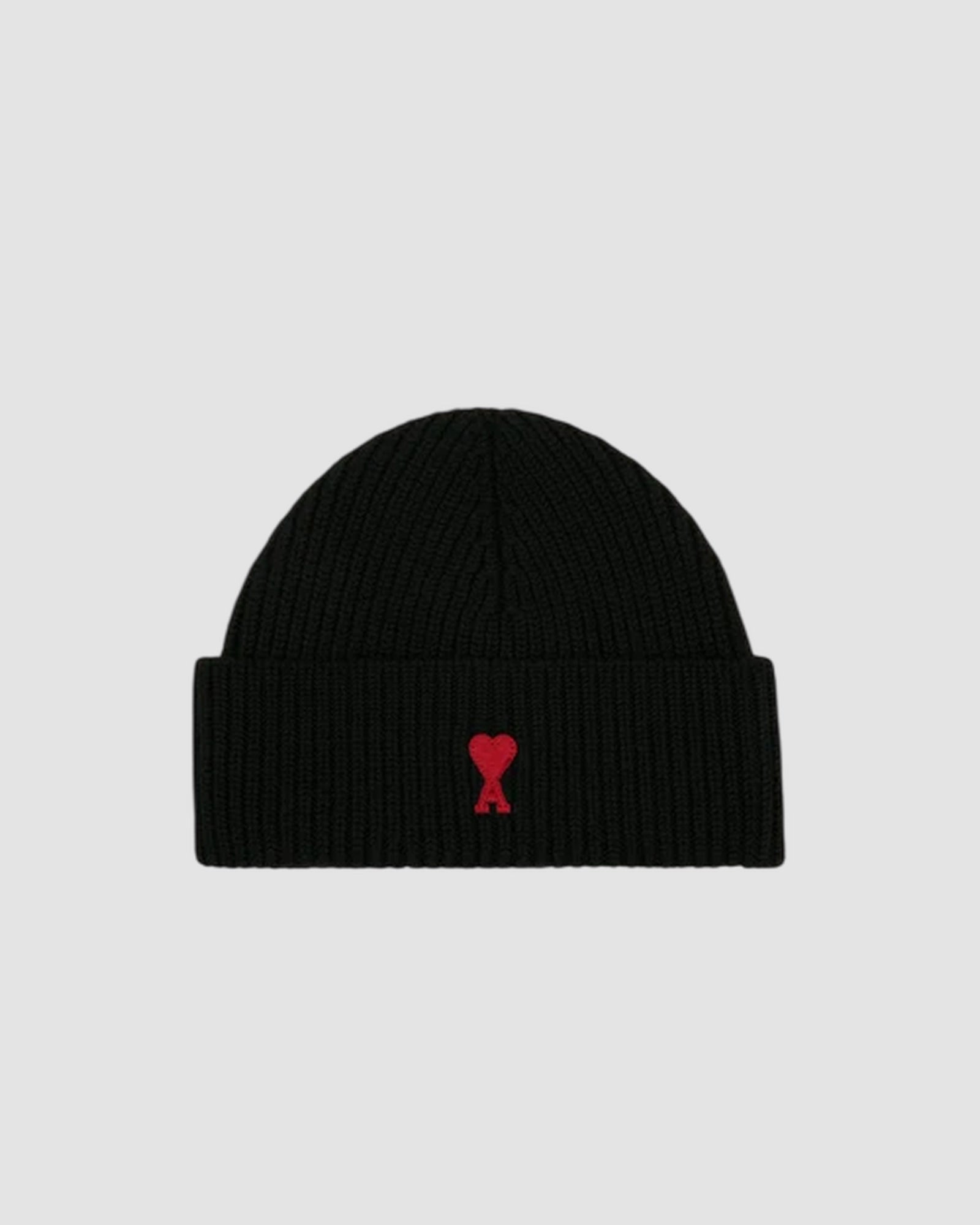 beanie with red ami de coeur   ami   black red 1
