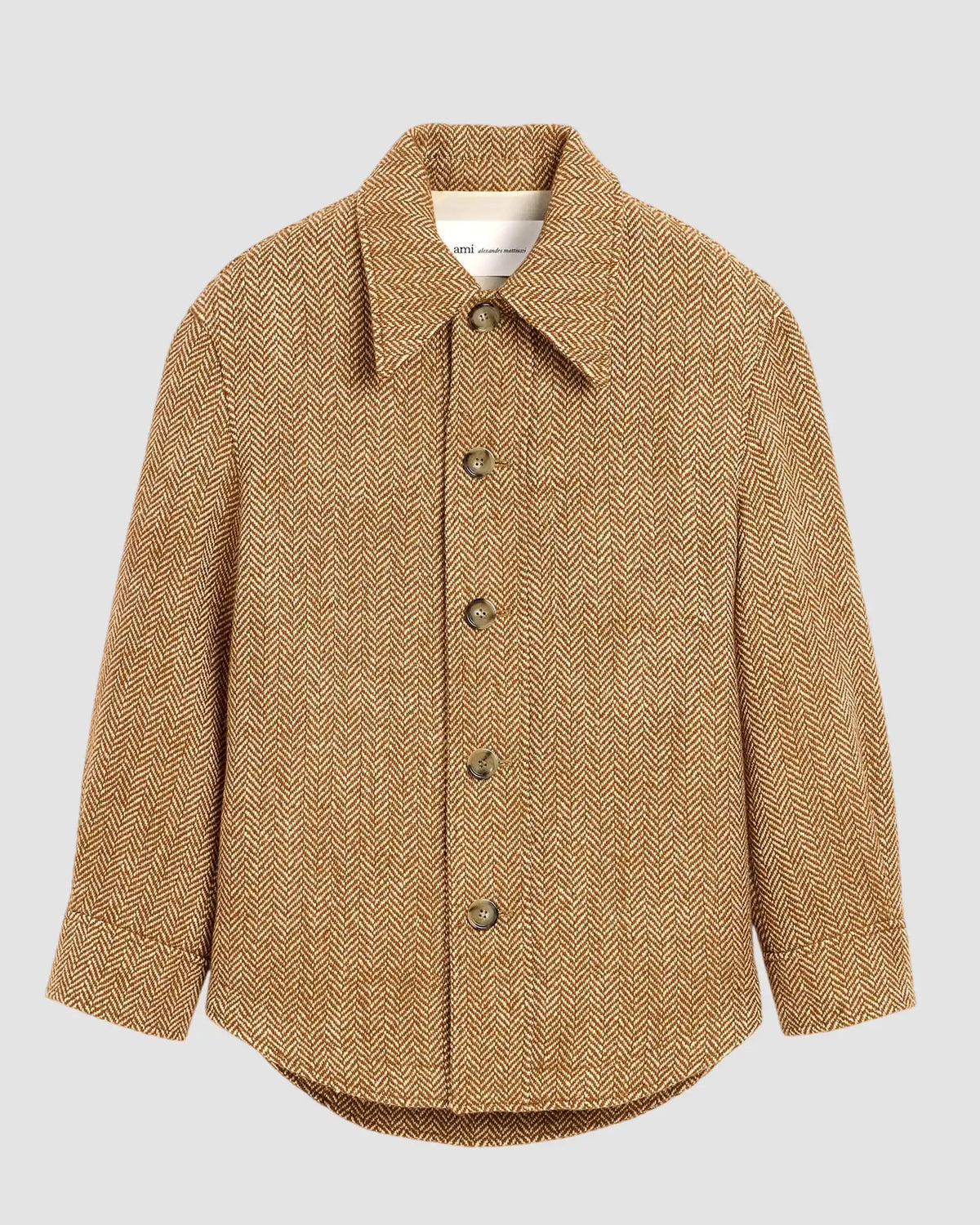 buttoned jacket   ami   chocolate brown ivory 1