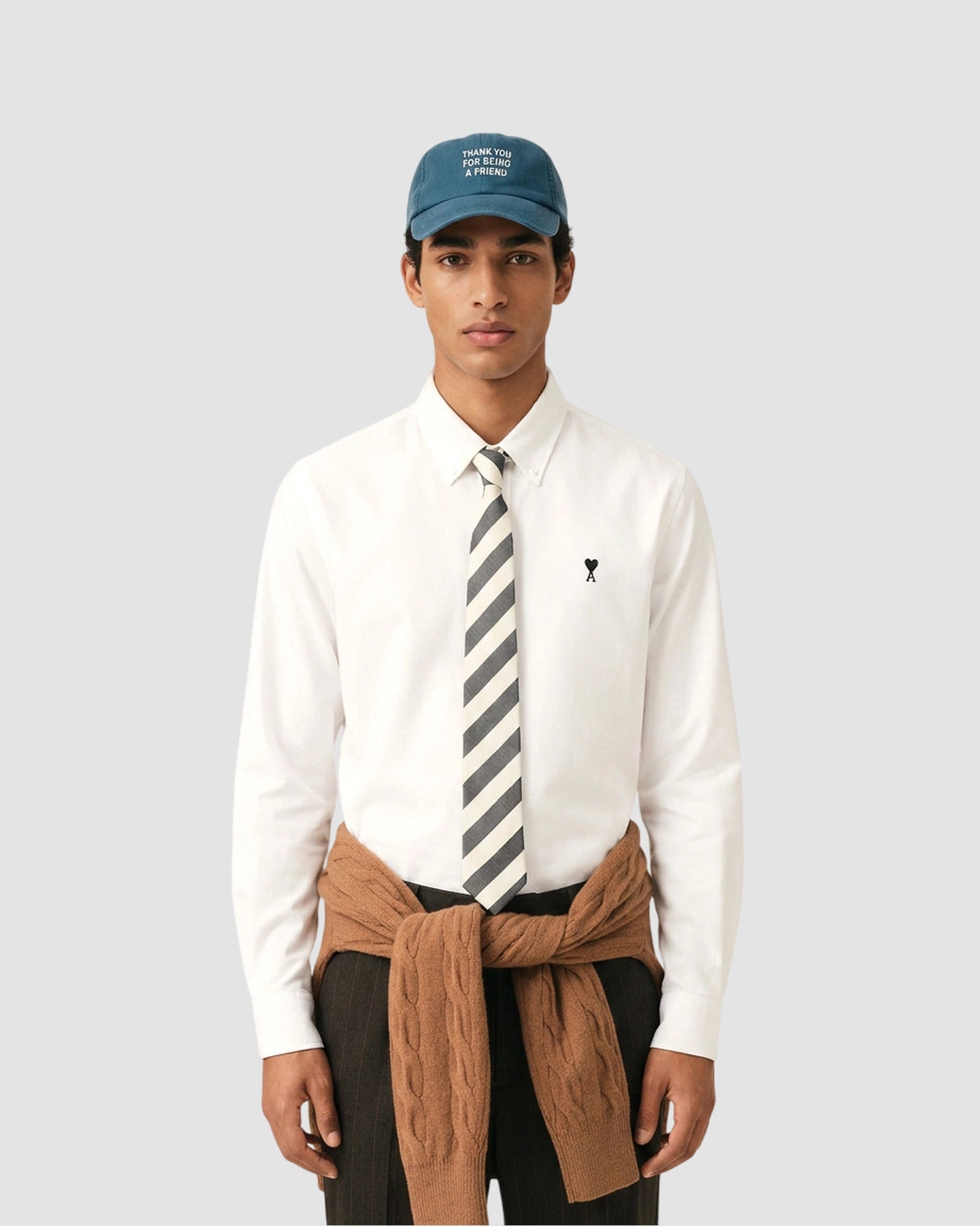 contrasted ami de coeur button down collar classic fit shirt   ami   natural white 2