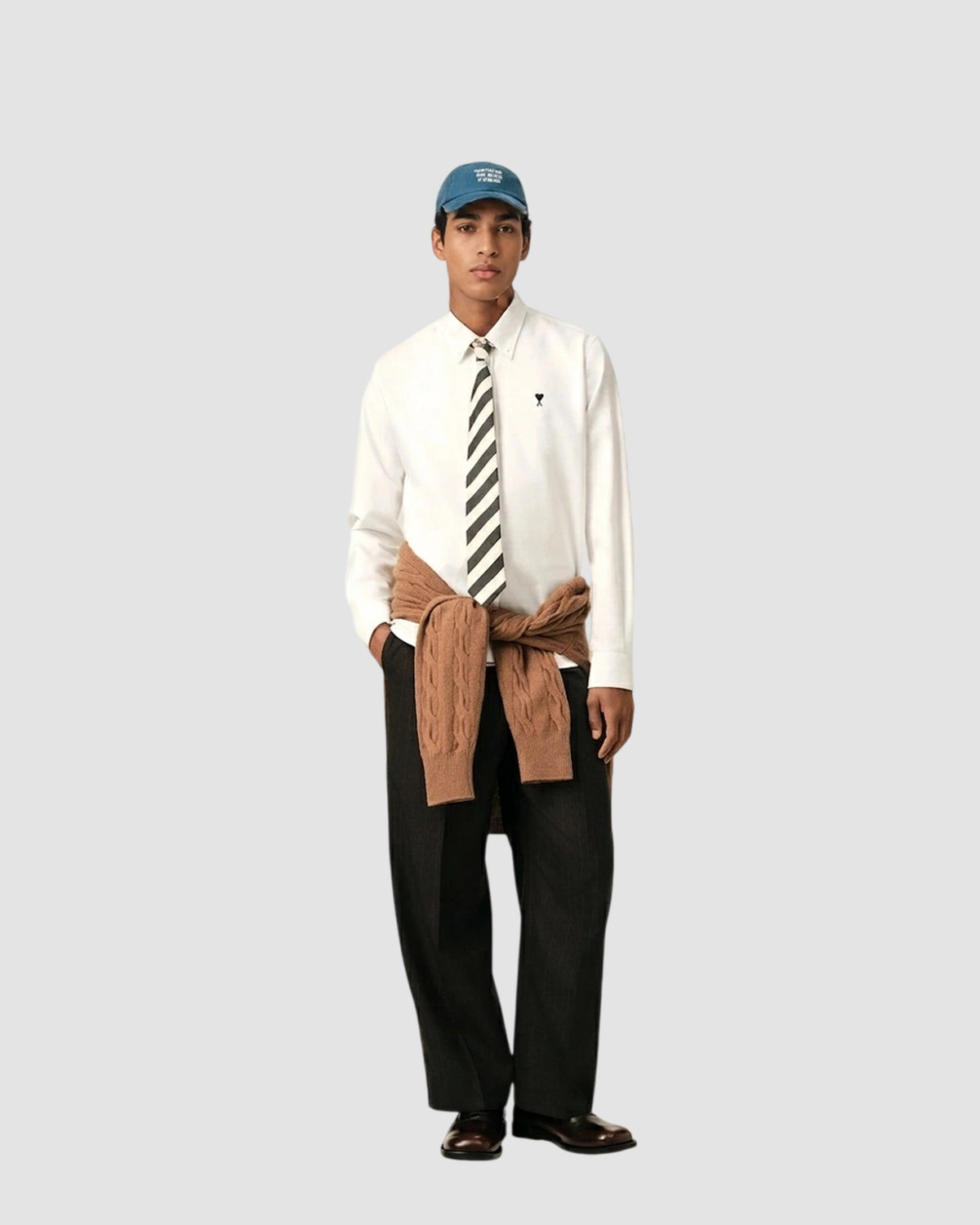 contrasted ami de coeur button down collar classic fit shirt   ami   natural white 3