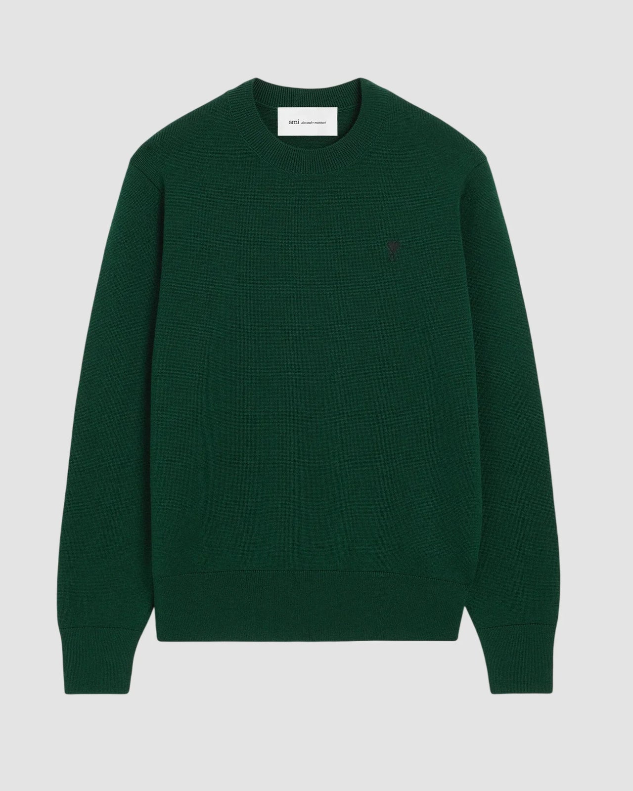 crewneck sweater with ami de coeur   ami   bottle green black 1
