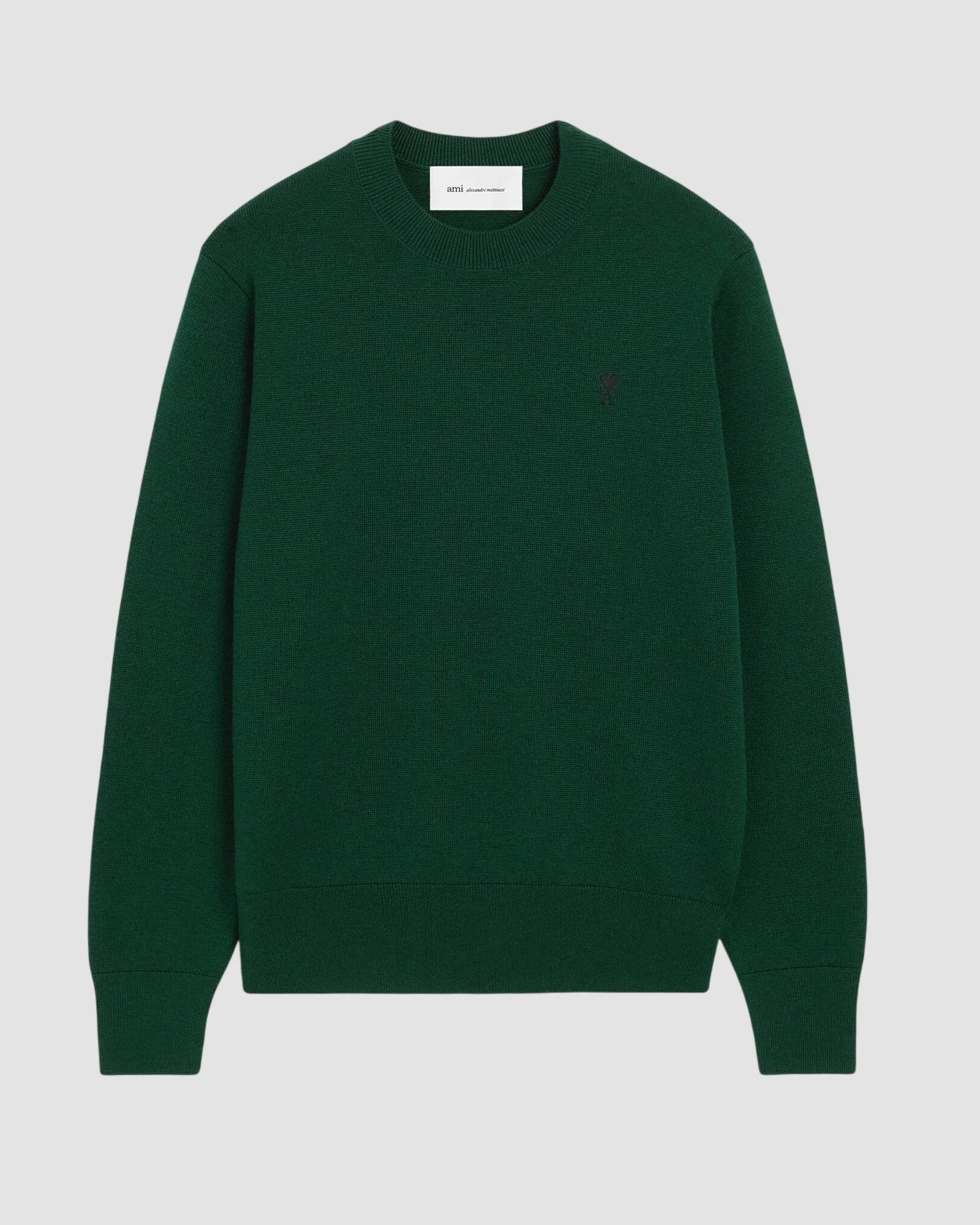 crewneck sweater with ami de coeur   ami   bottle green black 1