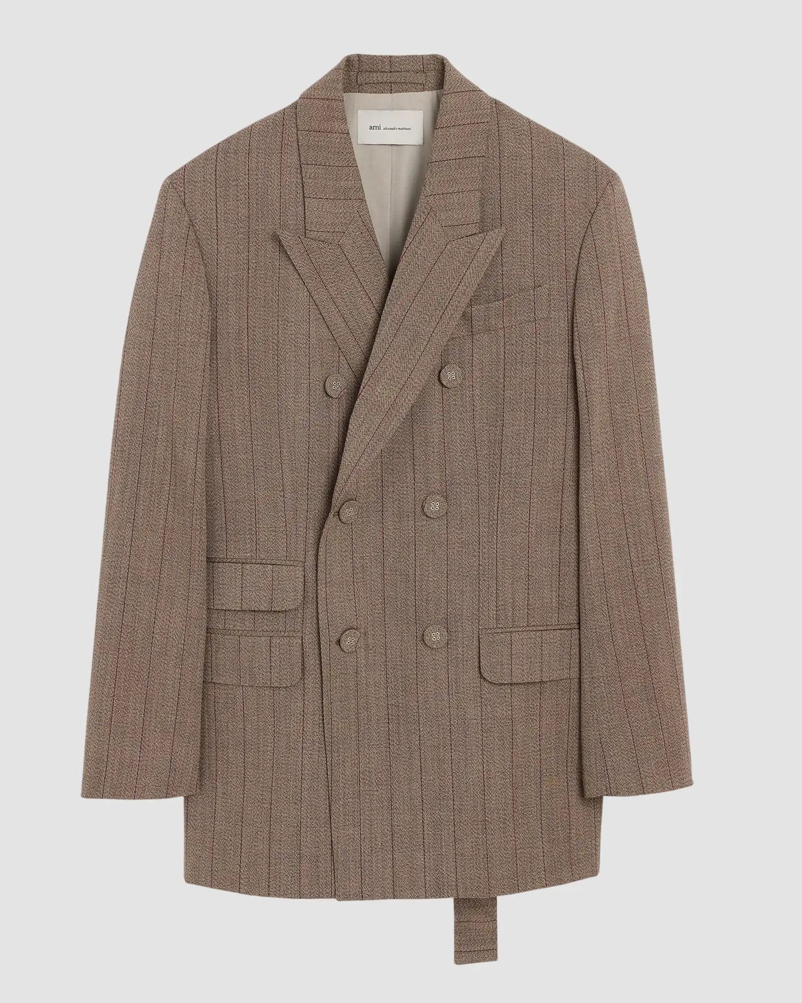 double breasted boxy blazer with martingale   ami   choco brown ruby red 7