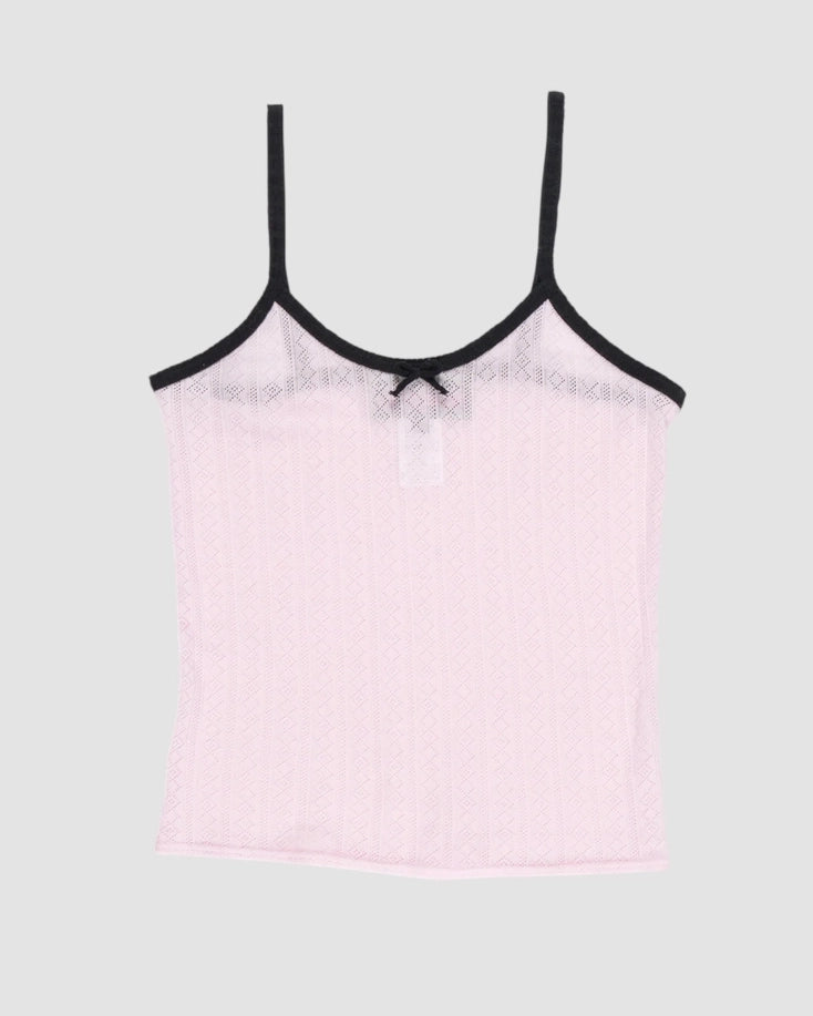 fine weight pointelle vest top   la fetiche   pale pink 2