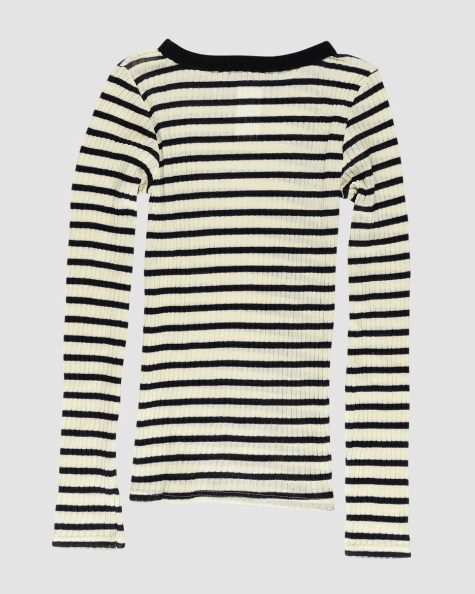 fine weight ribbed cotton fil d ecosse striped sailor top   la fetiche   ecru navy 2