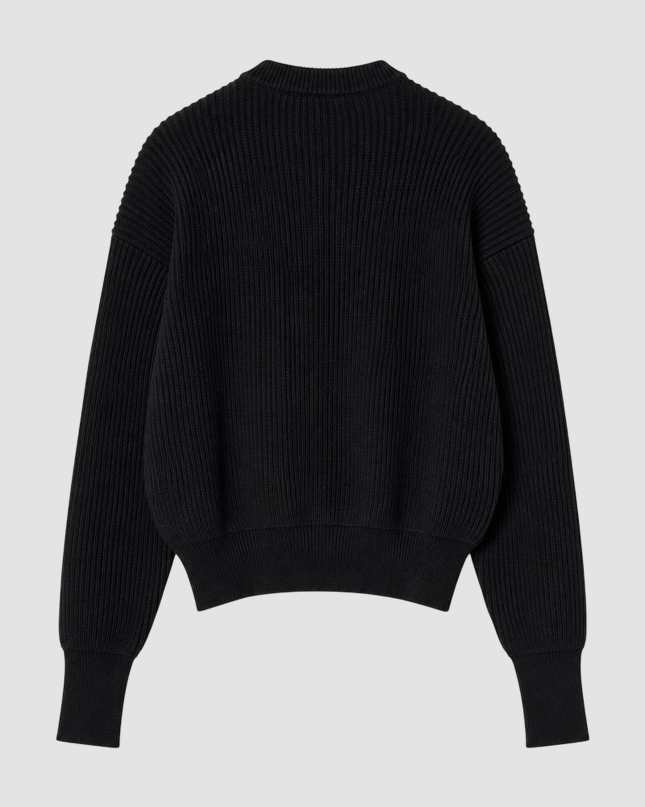 fisherman rib black knit   roundneck zip utility 1