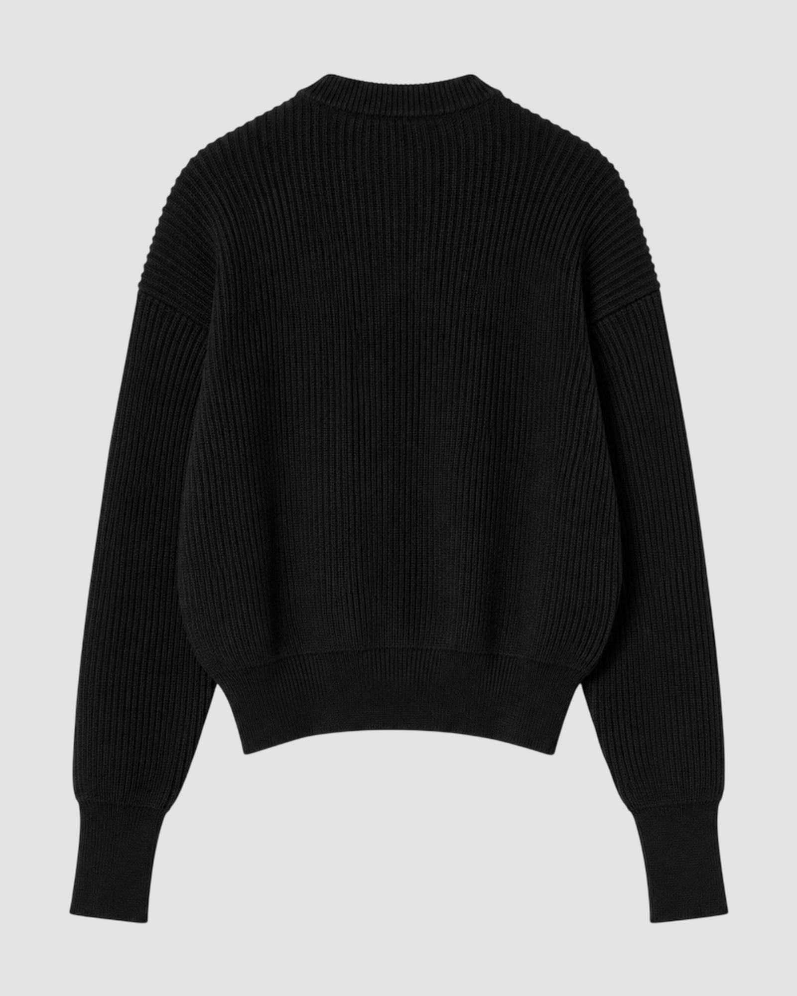 fisherman rib black knit   roundneck zip utility 1