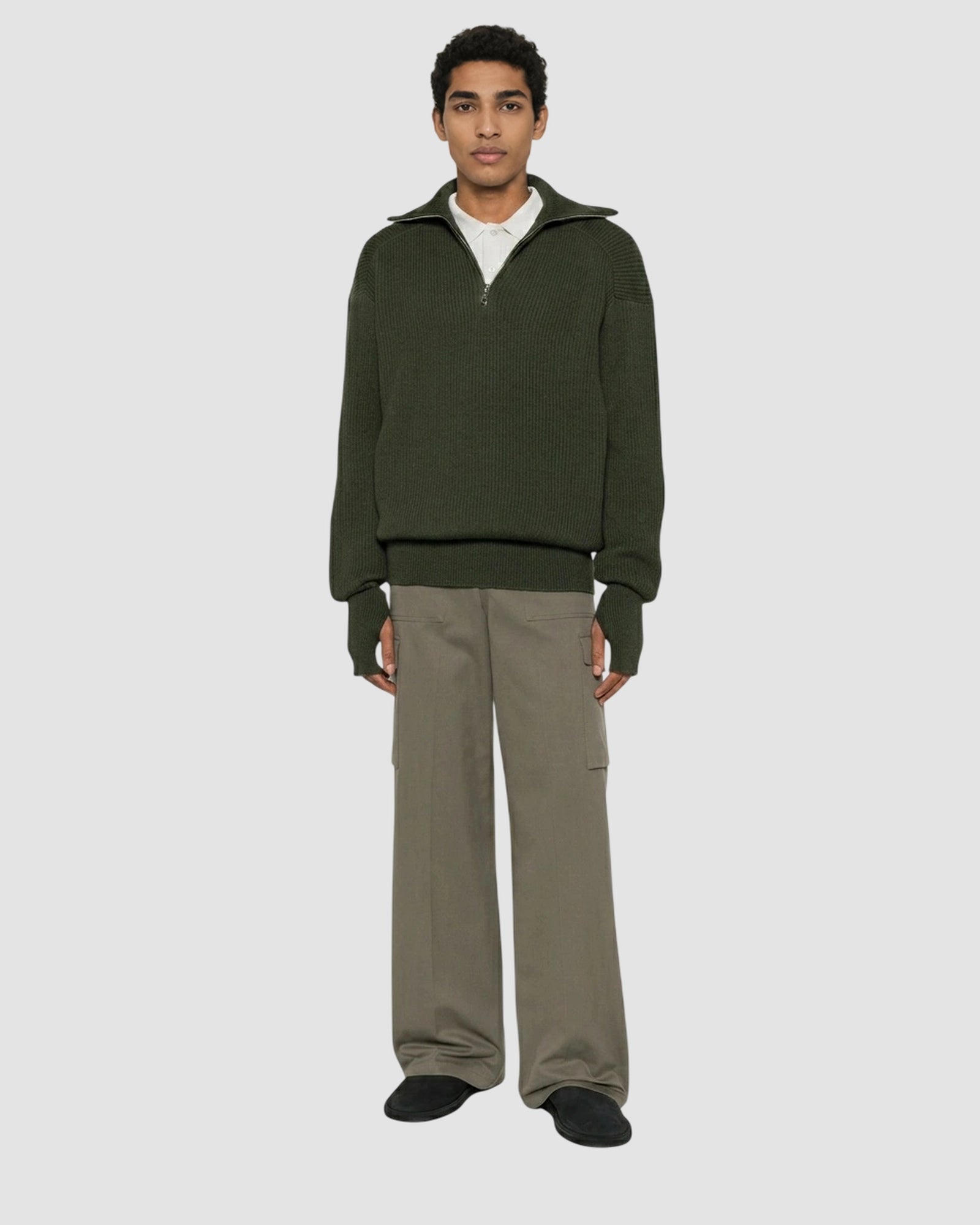 fisherman rib forest knit   halfzip utility   rier   forest knit 2