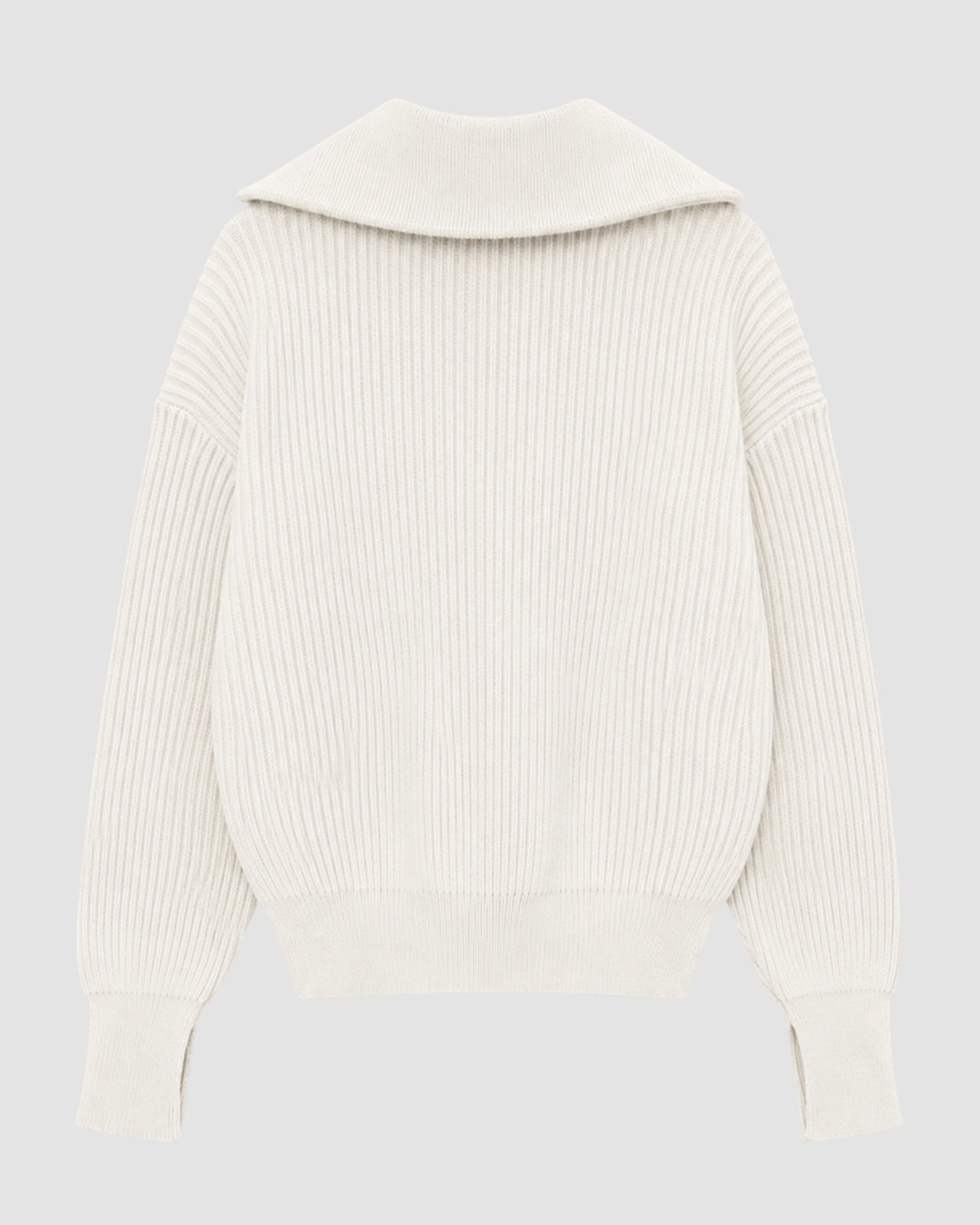 fisherman rib white knit   halfzip utility 1