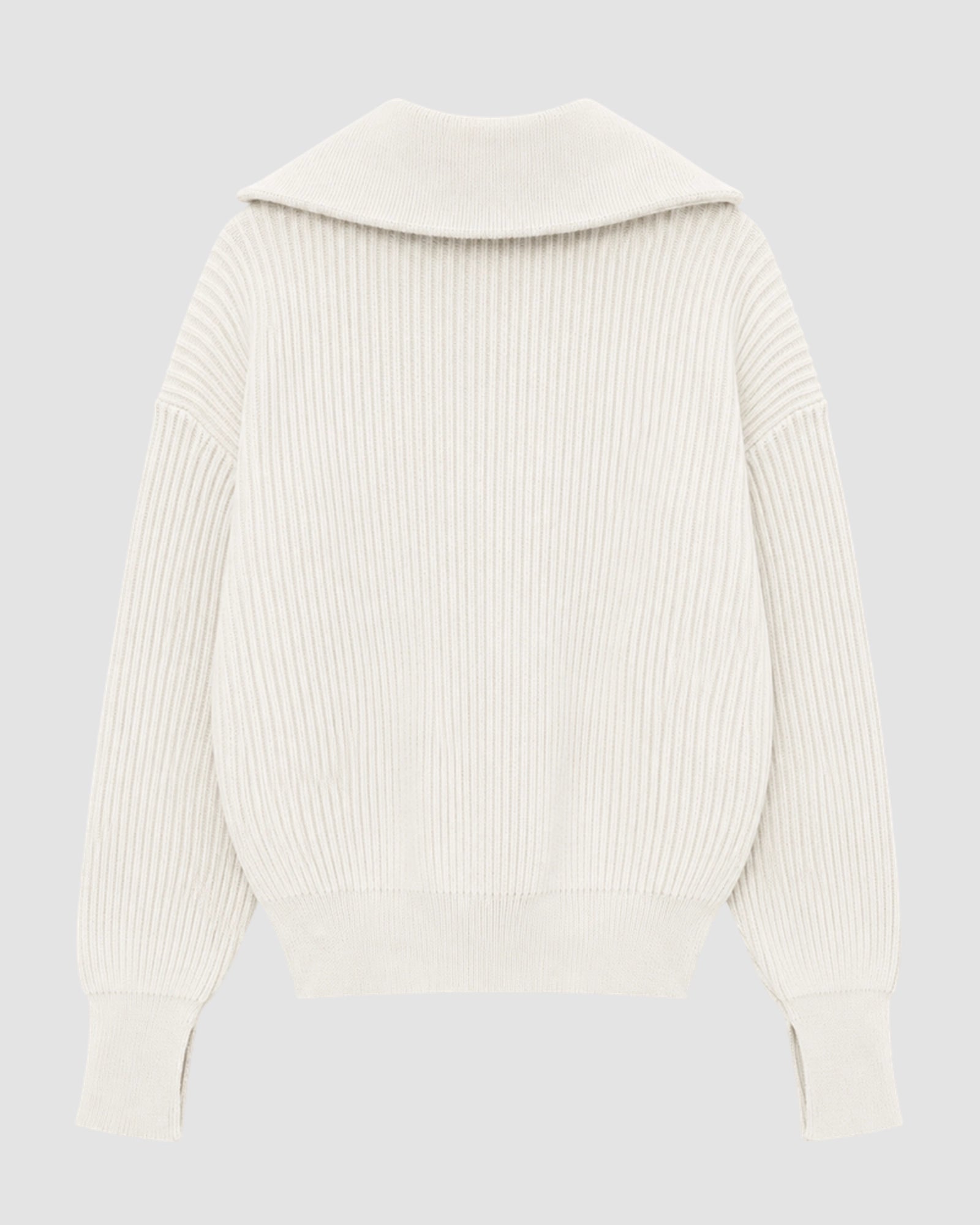 fisherman rib white knit   halfzip utility 1