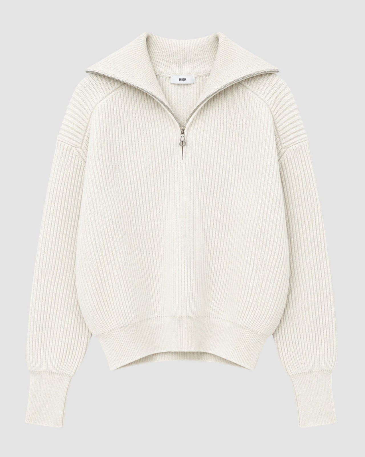 fisherman rib white knit   halfzip utility 2