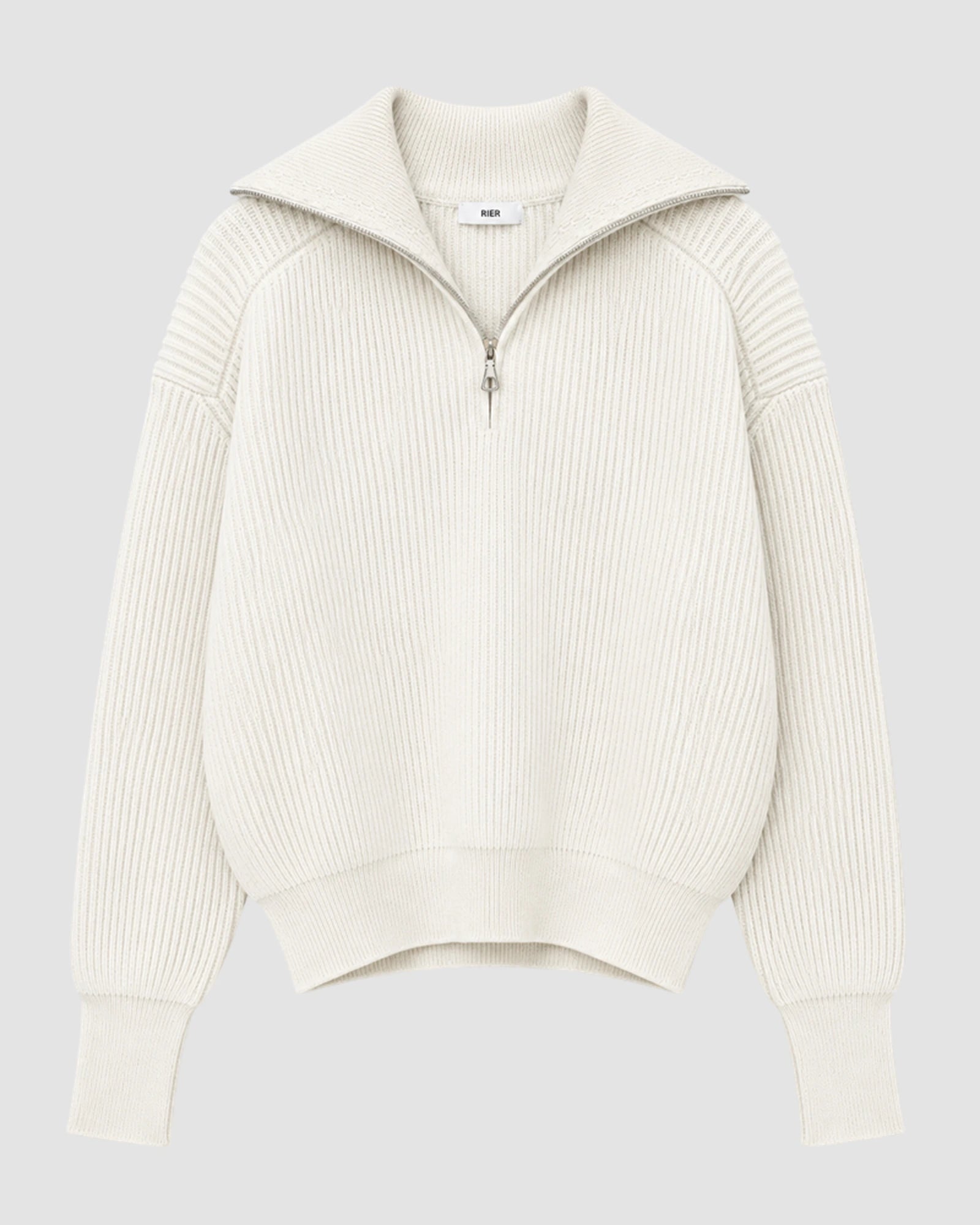 fisherman rib white knit   halfzip utility 2