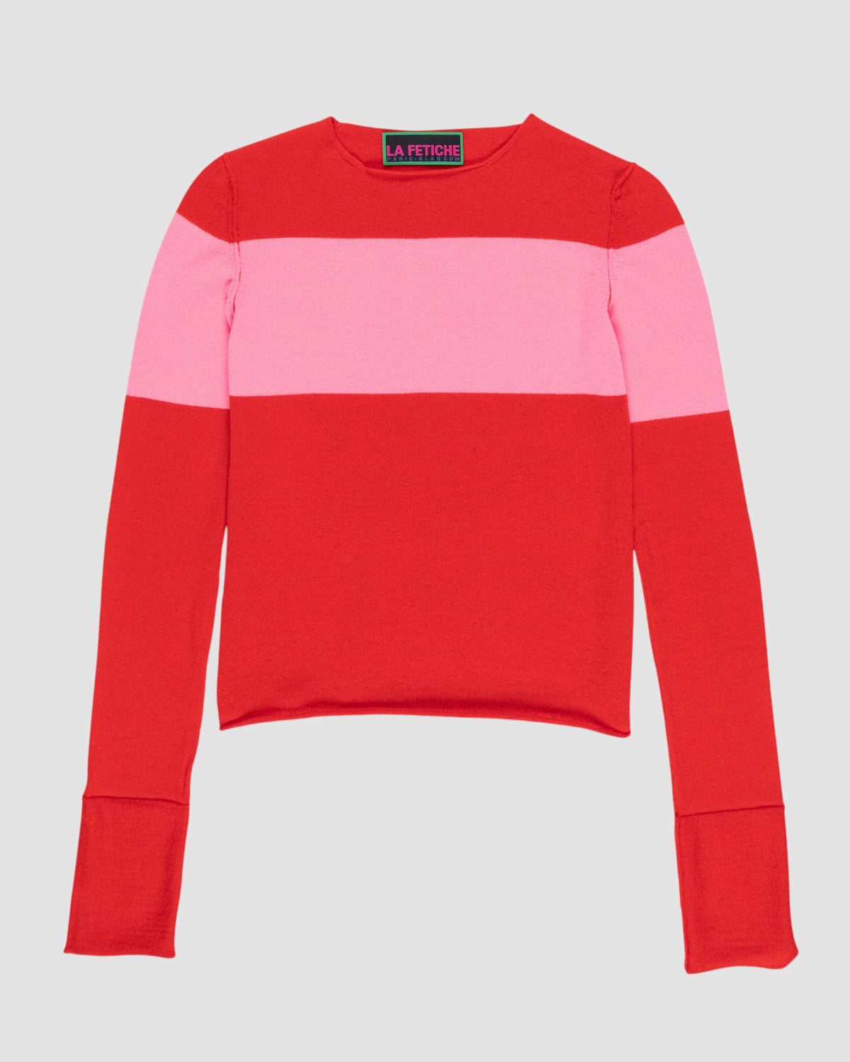 fitted fineweight sweater   la fetiche   red pink 1