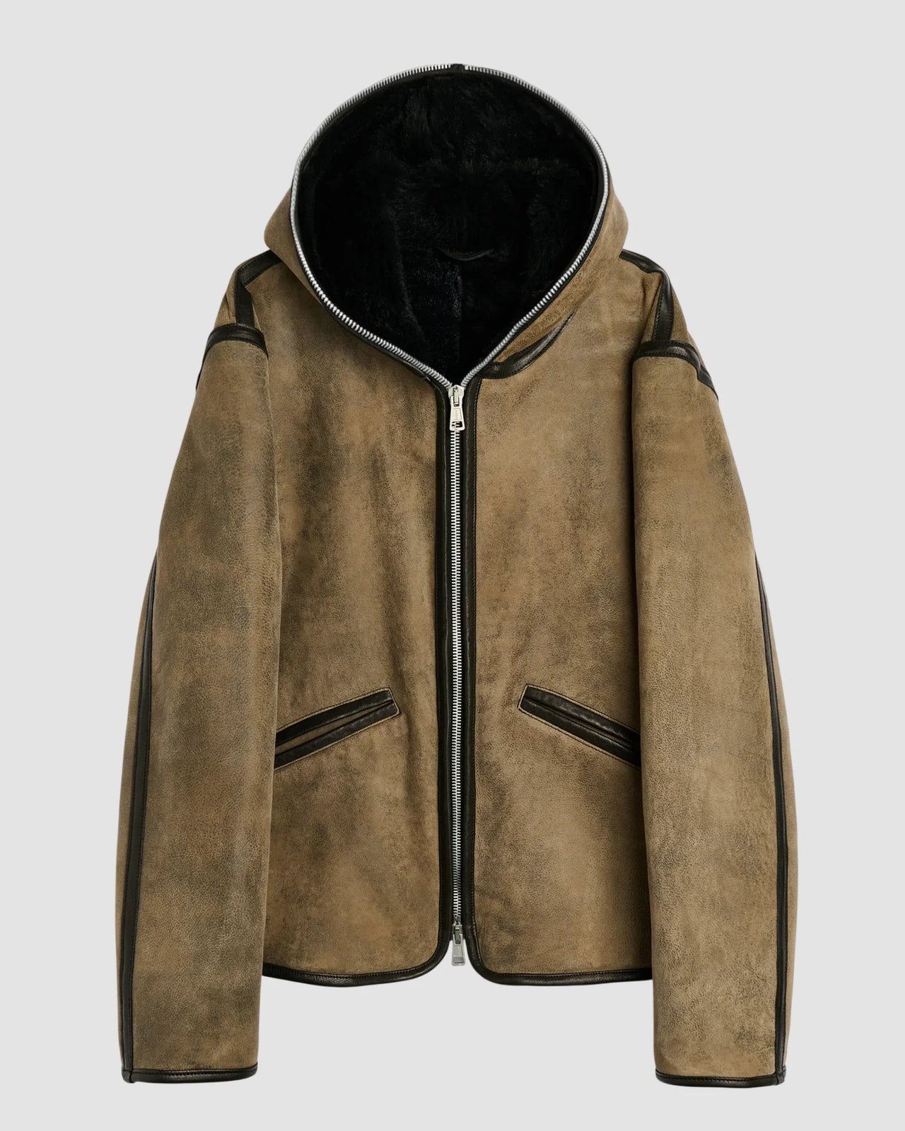 full zip jacket   our legacy   smoky black dry shearling 1