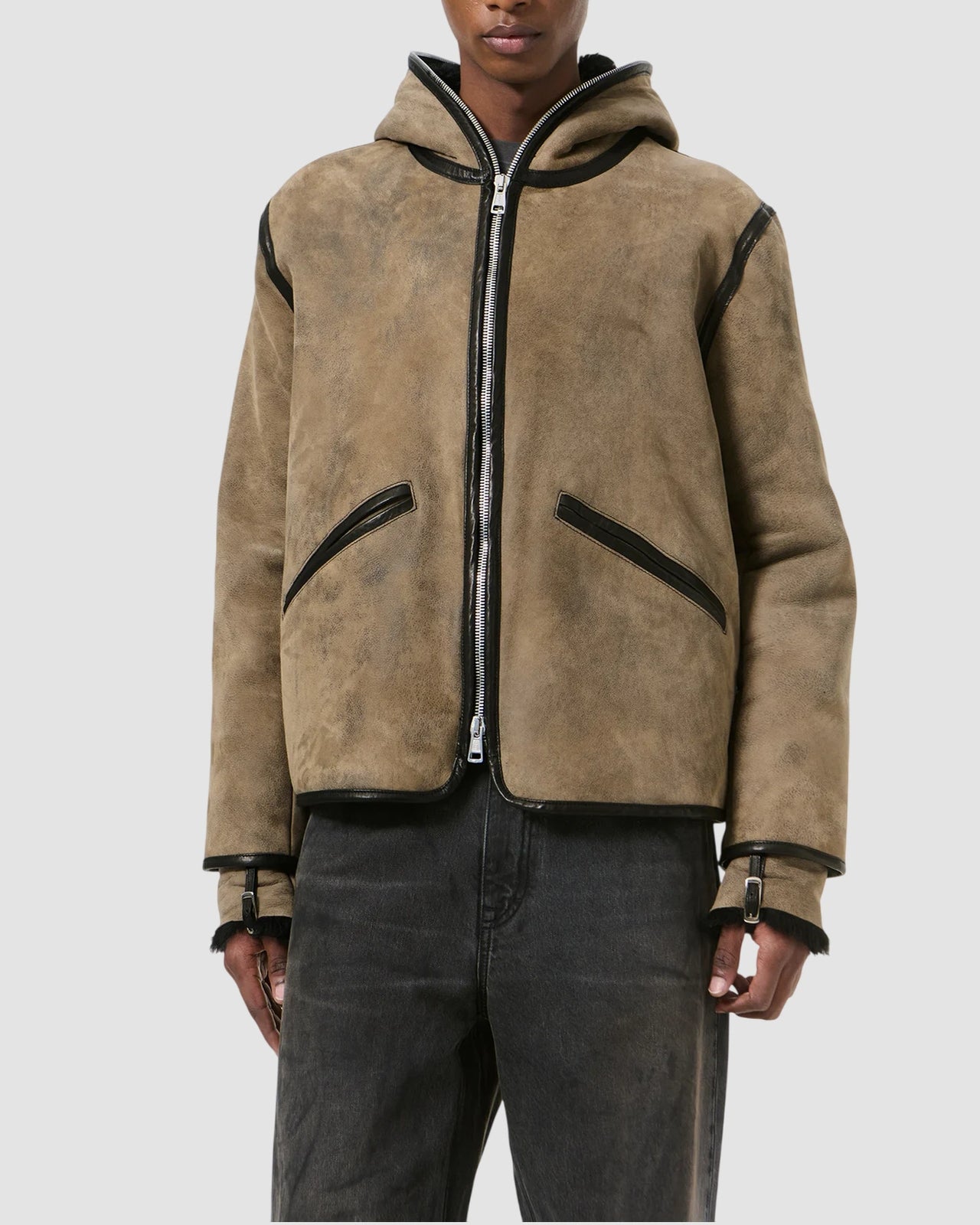 full zip jacket   our legacy   smoky black dry shearling 3