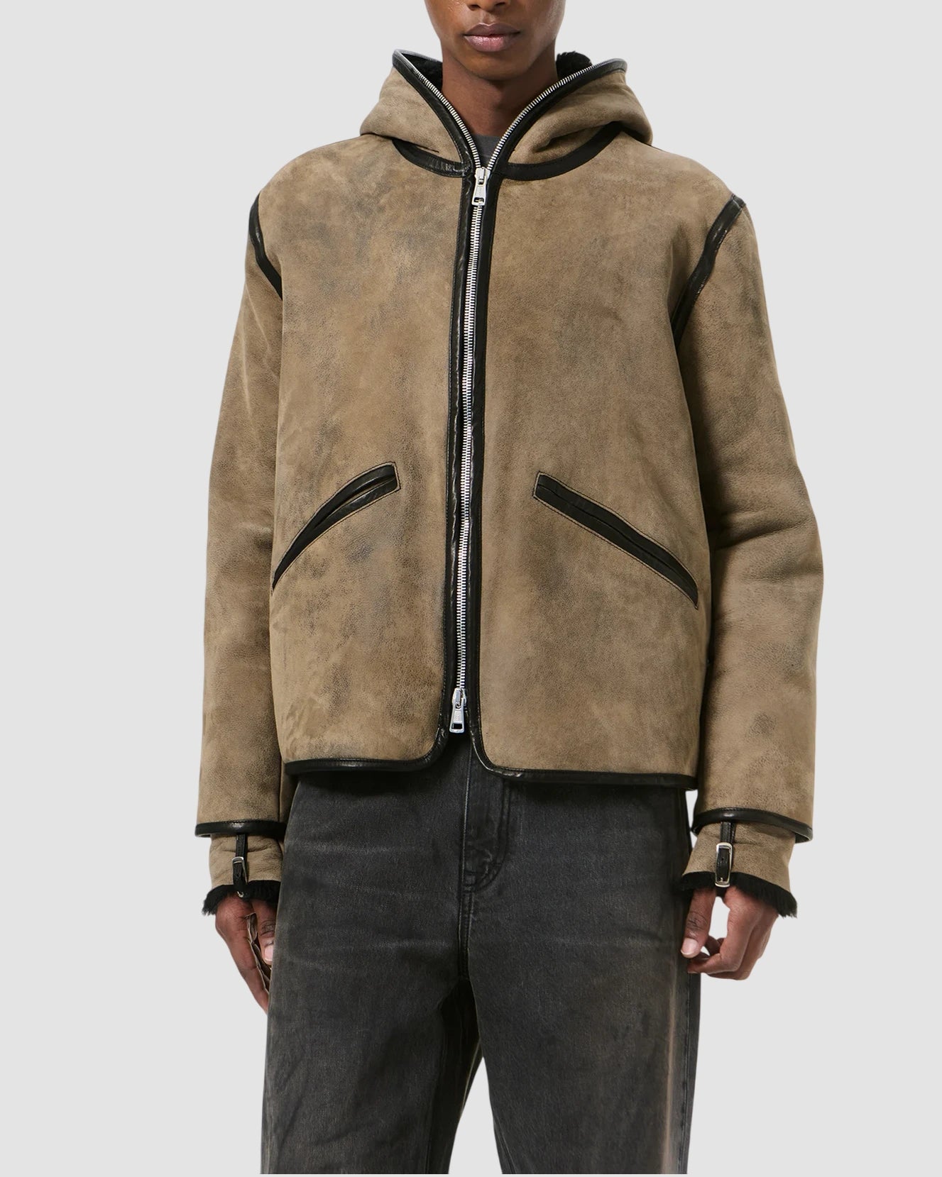 full zip jacket   our legacy   smoky black dry shearling 3