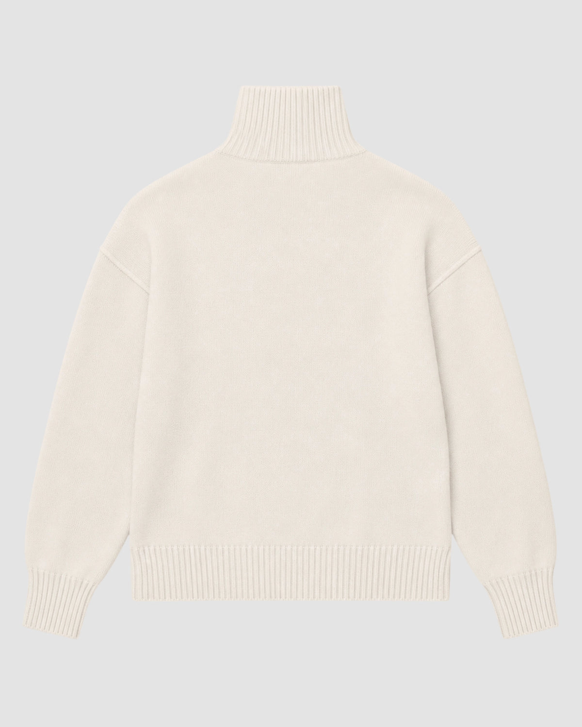 funnel neck sweater with contrasted ami de coeur   off white red 2