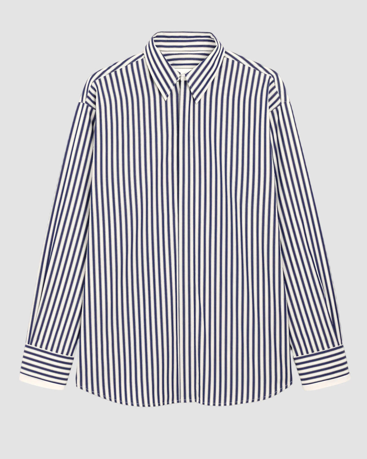 large fit shirt with double sleeves and removable collar   ami   royal blue white 1