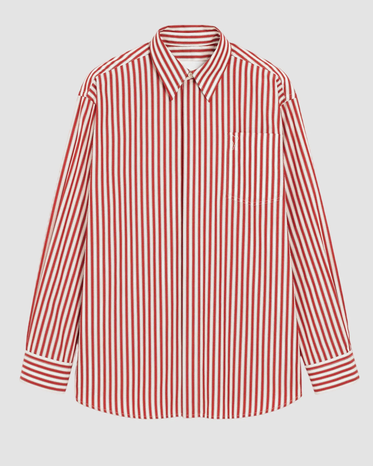 large fit shirt with embossed ami de coeur at patch pocket   ruby red white 1