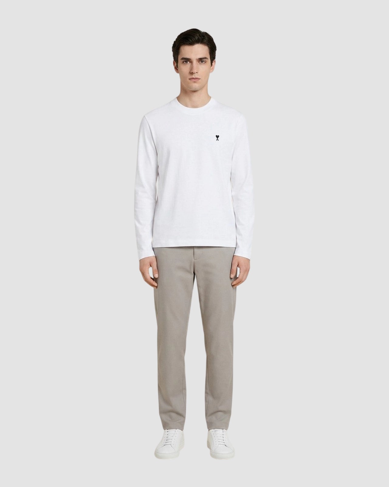 longlseeves tshirt with contrasted ami de coeur   ami   white black 6