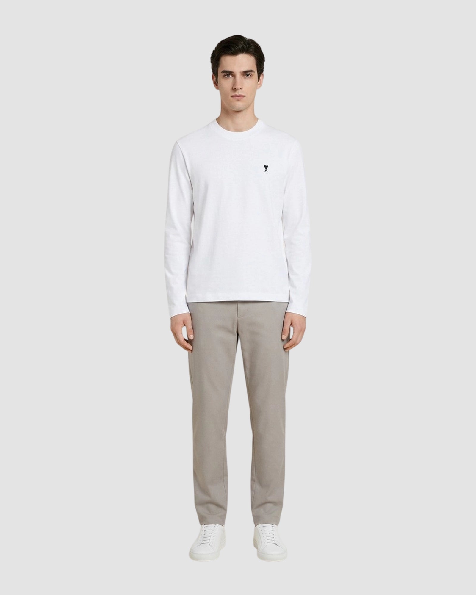 longlseeves tshirt with contrasted ami de coeur   ami   white black 6