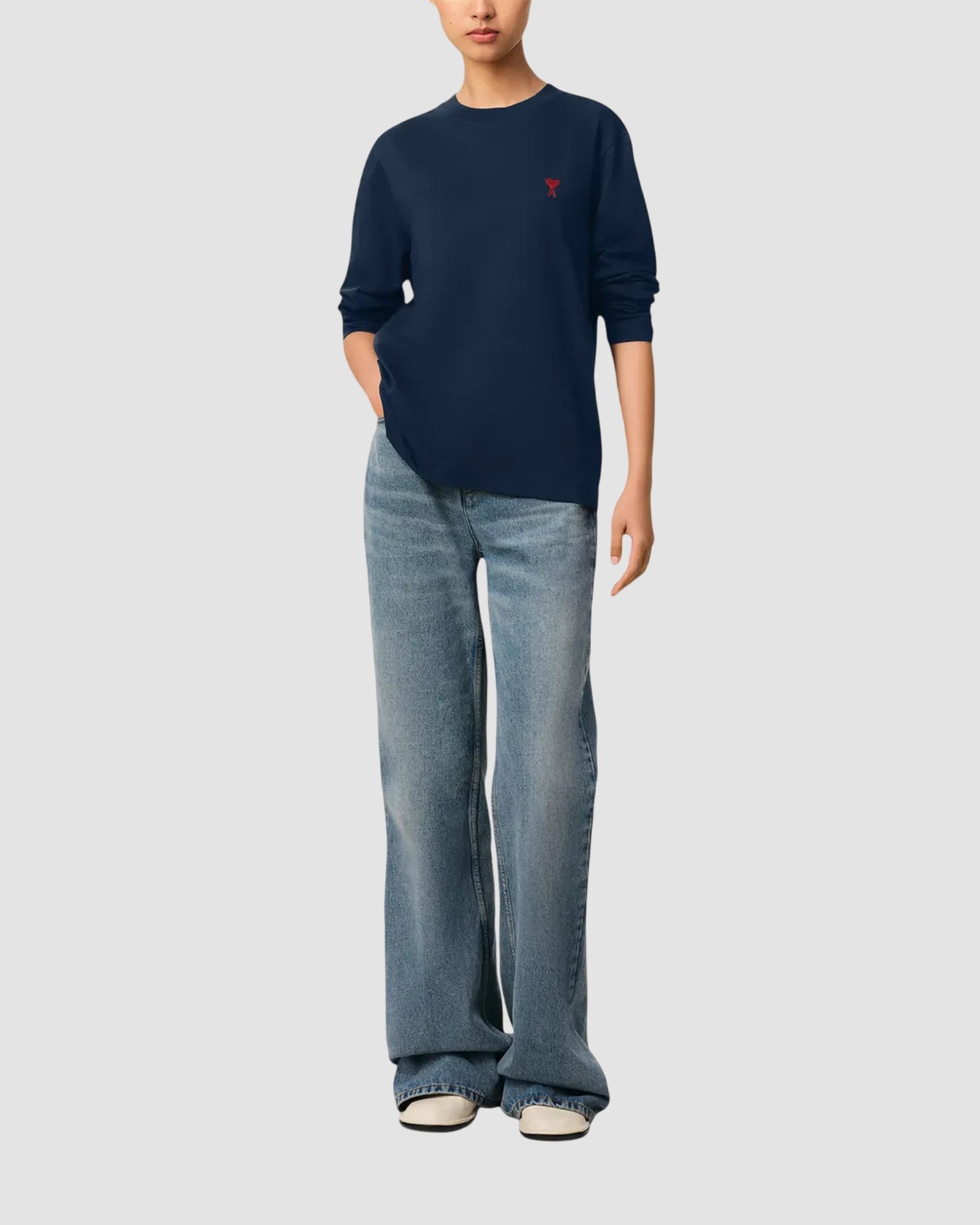 longlseeves tshirt with red ami de coeur   night blue 4