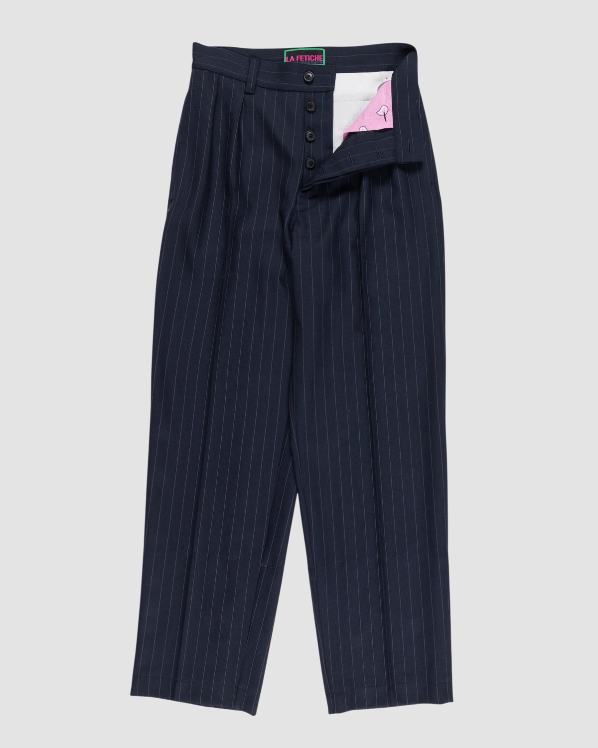 mens style pleated tailored pant   la fetiche   navy pinstripes 2