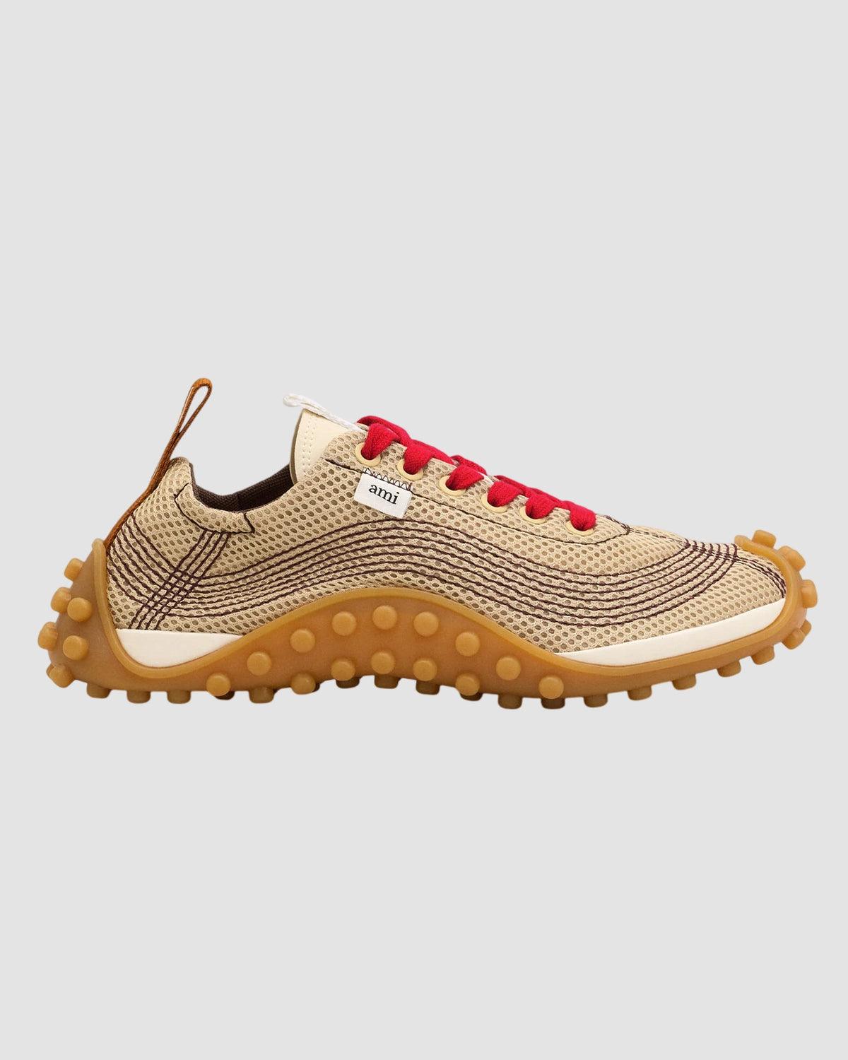 mirage sneakers   ami   mastic beige ruby red 1