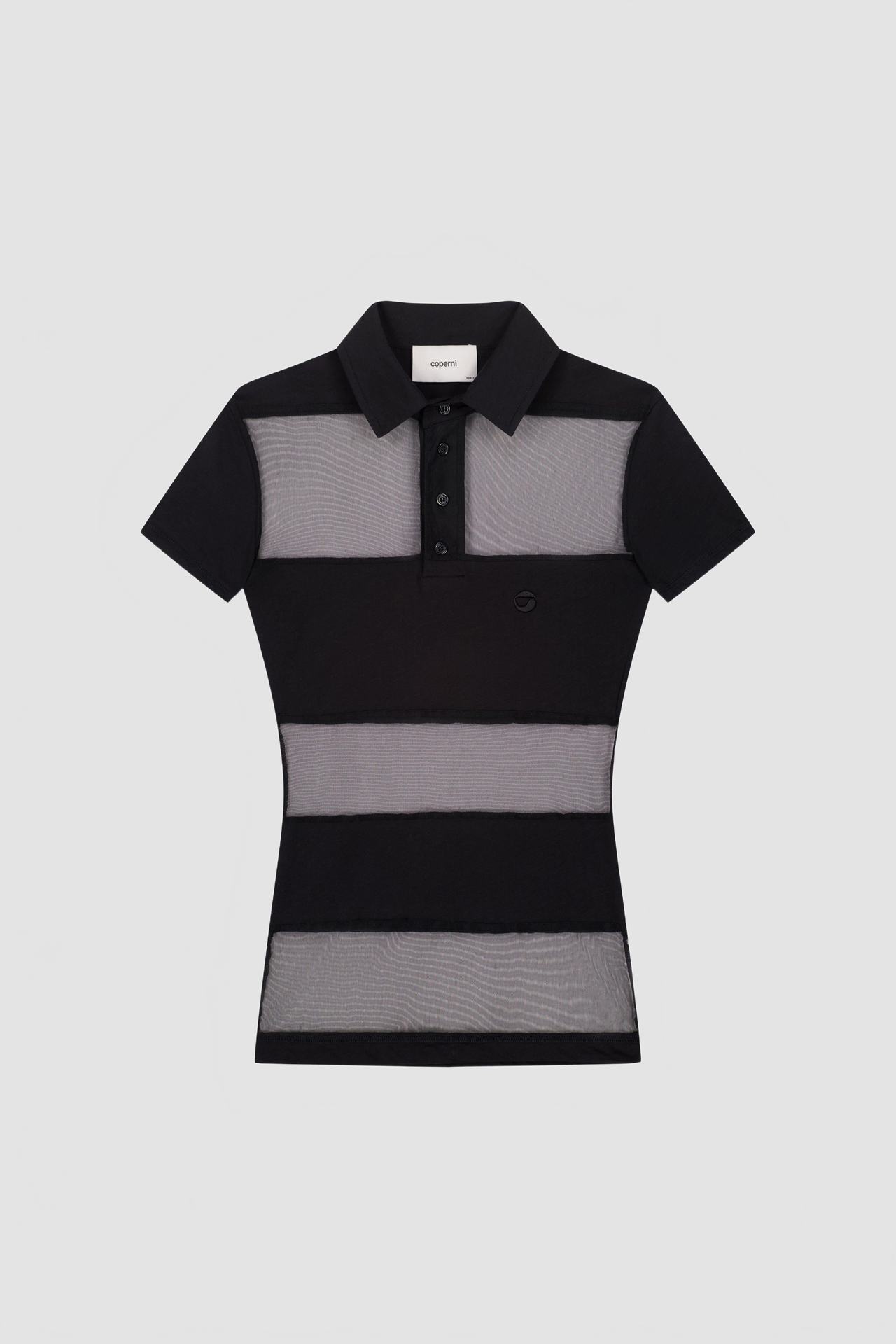 Striped Sheer Polo Top - Coperni - Noir