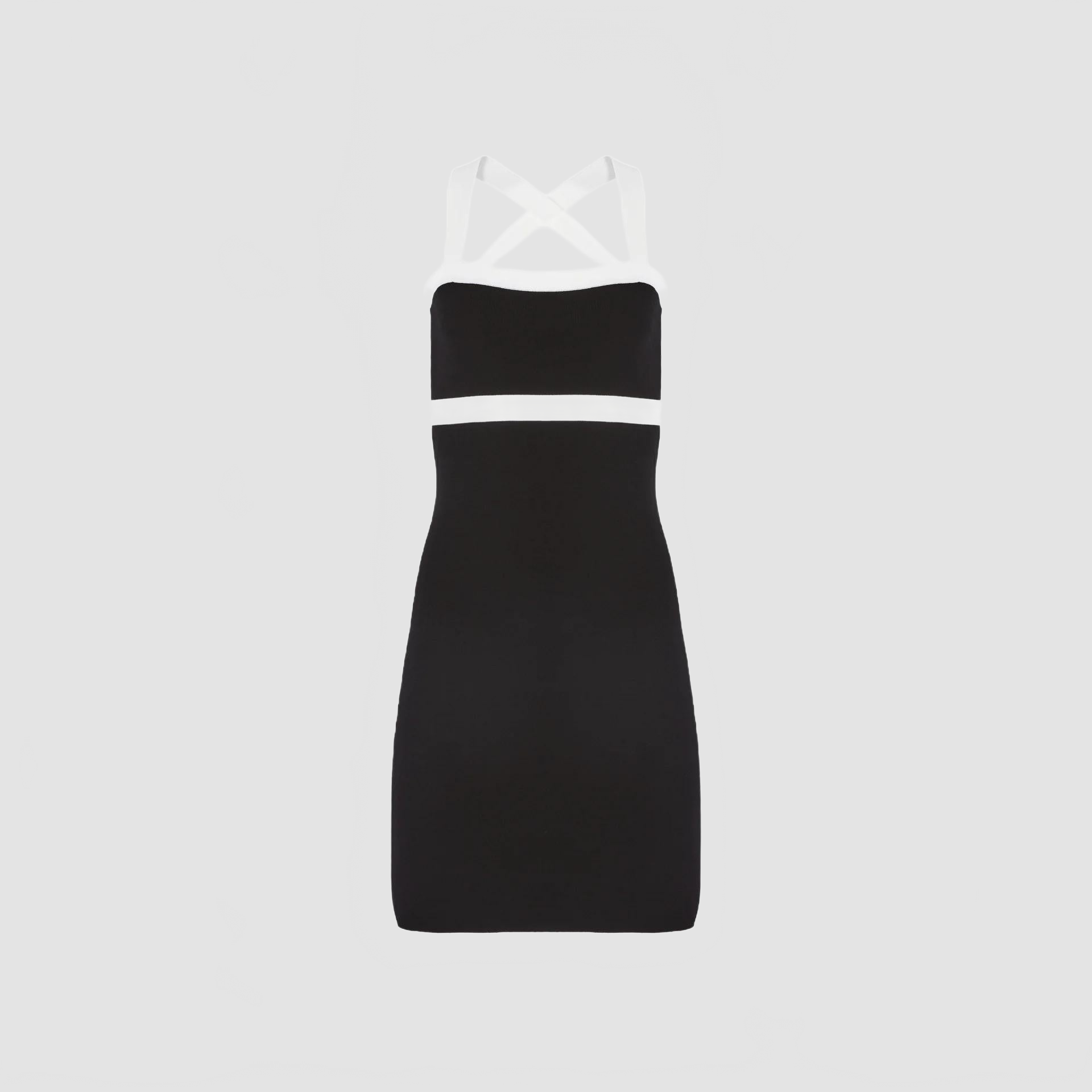 Contrasted Knit Sleeveless Mini Dress - Nina Ricci - Off-white / Black