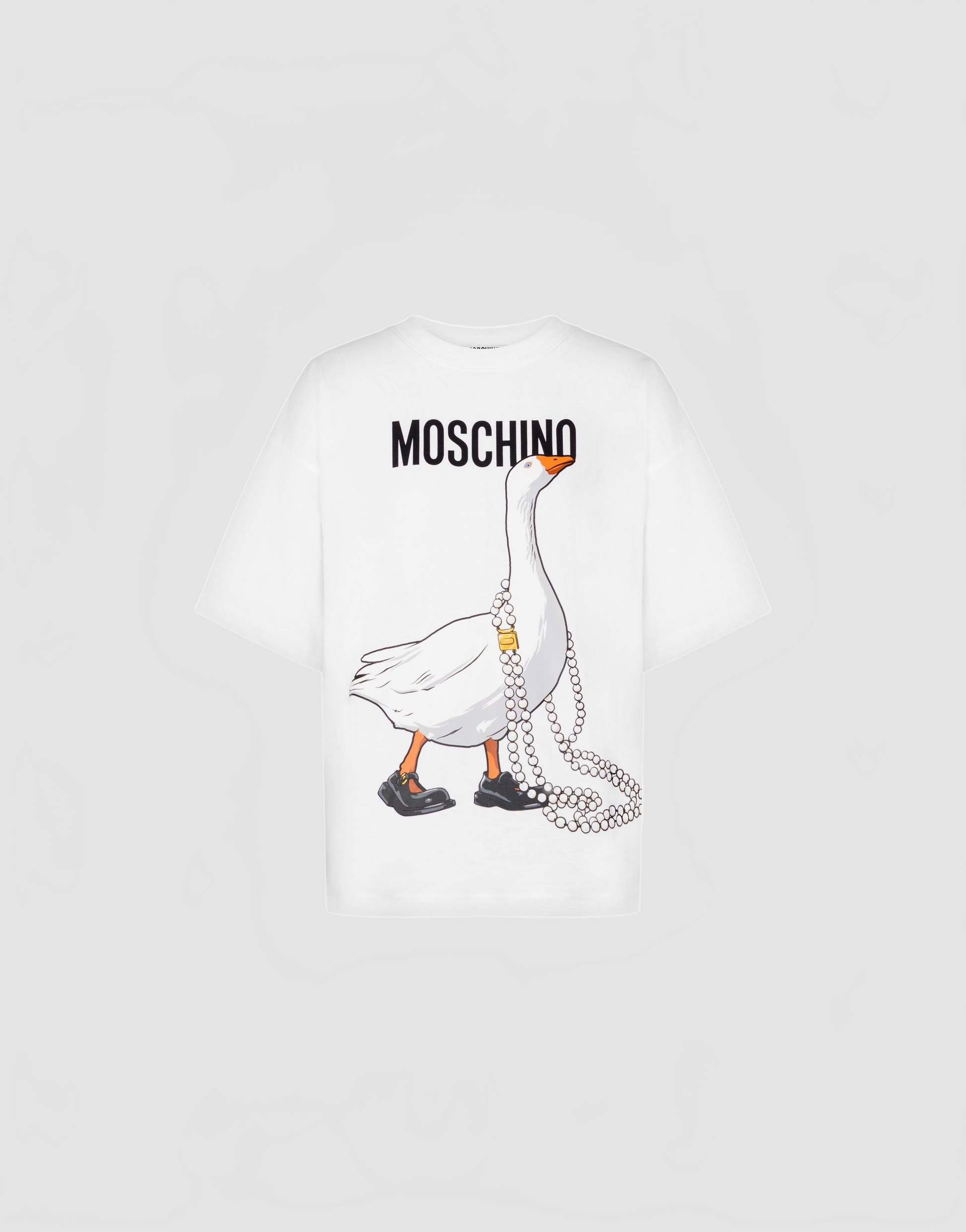 T-shirt Oie En Coton Biologique - Moschino - Blanc