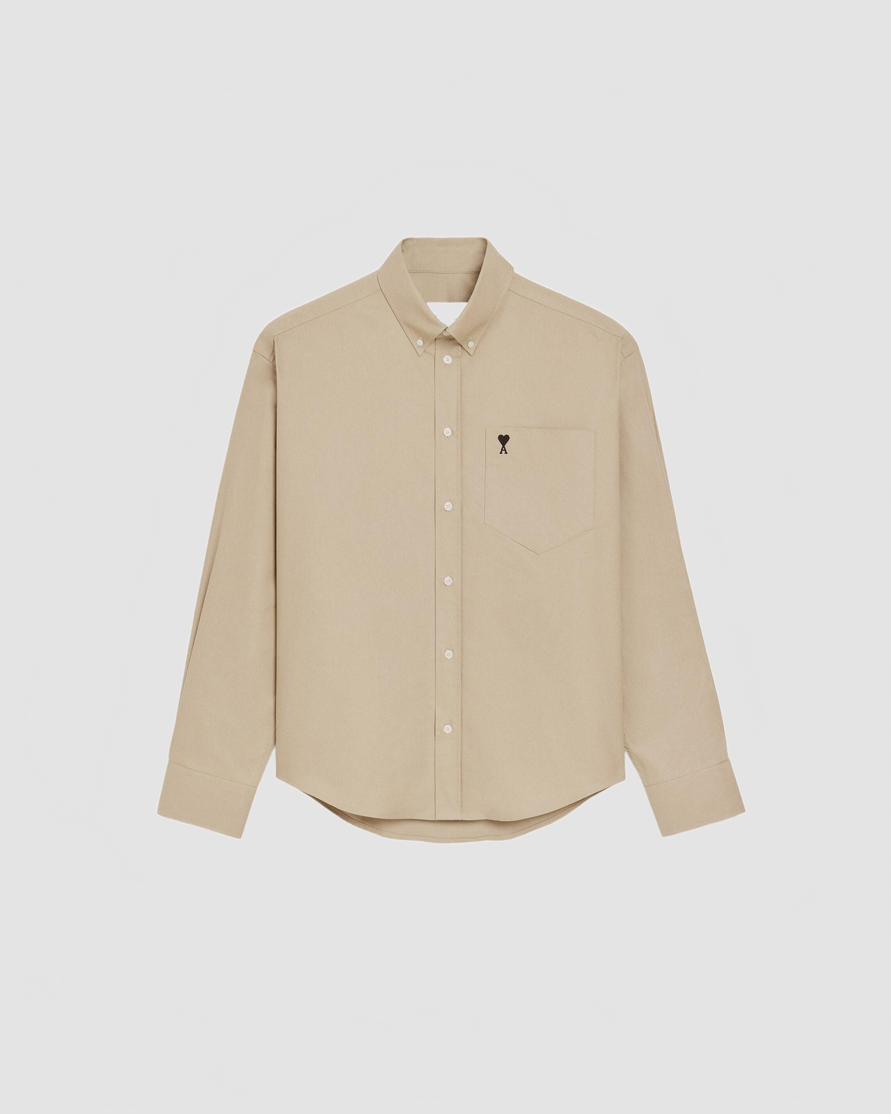 Chemise Boxy Manches Longues Col Boutonne Et Ami De Coeur Brode - Ami - Beige / Taupe