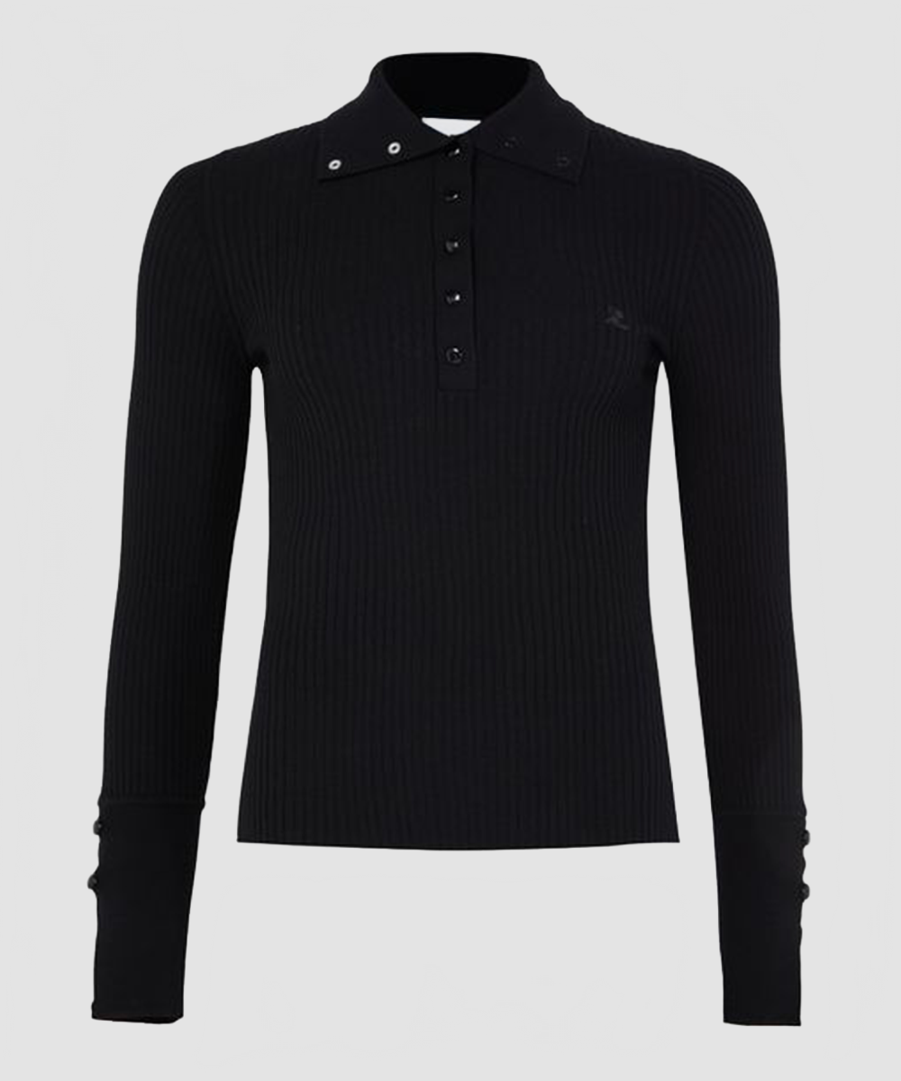 Polo côtelé classique noir