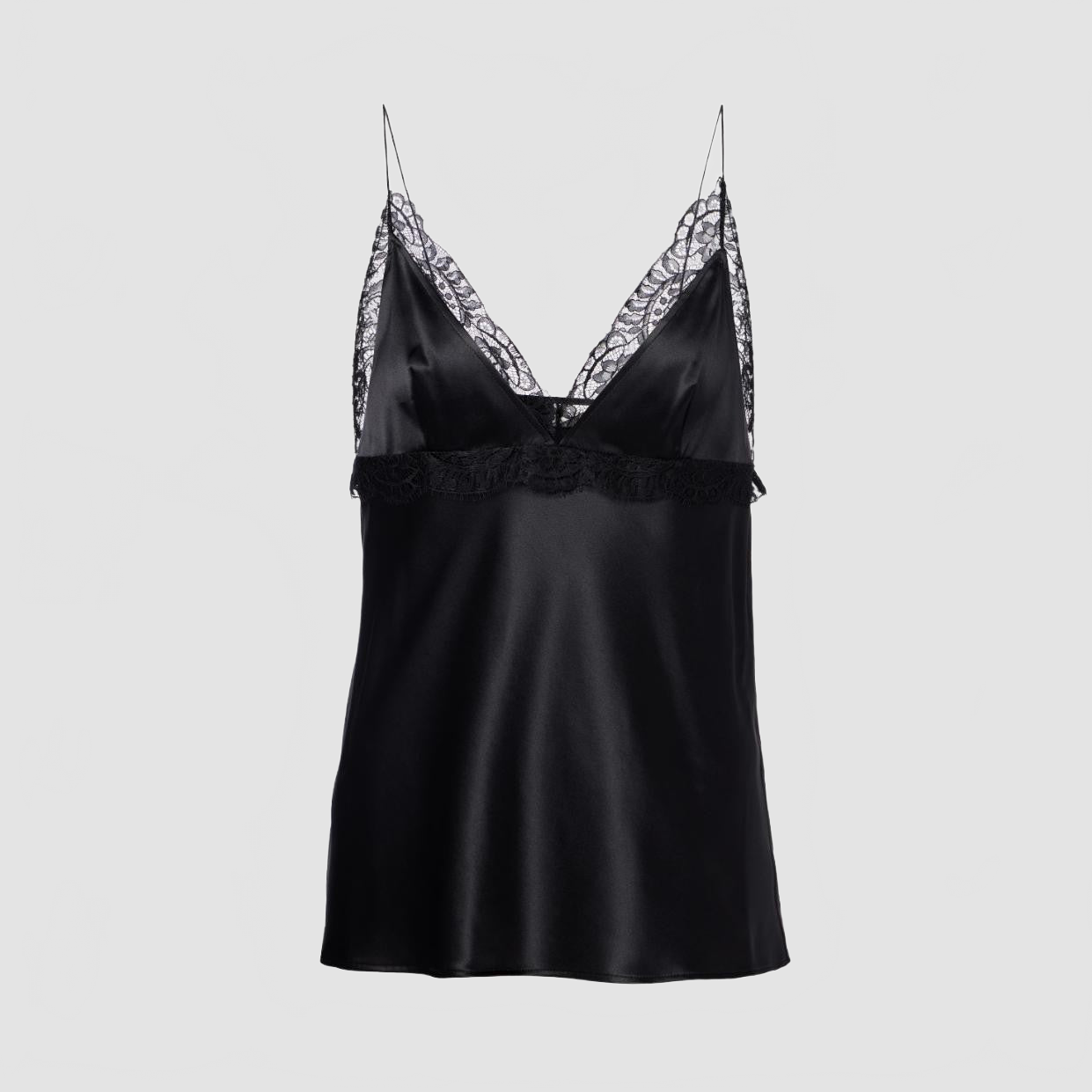 V-neck Top With Fine Straps In Silk Satin - Nina Ricci - Noir