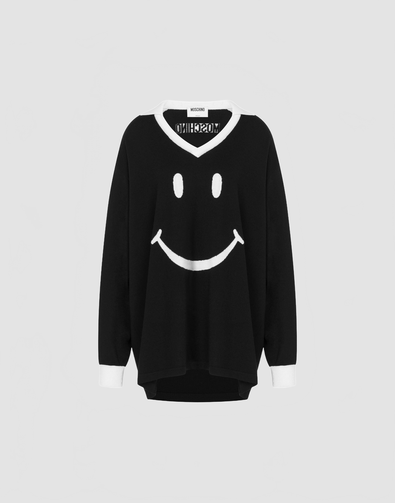 Maille Polo Smiley En Mérinos - Moschino - Noir
