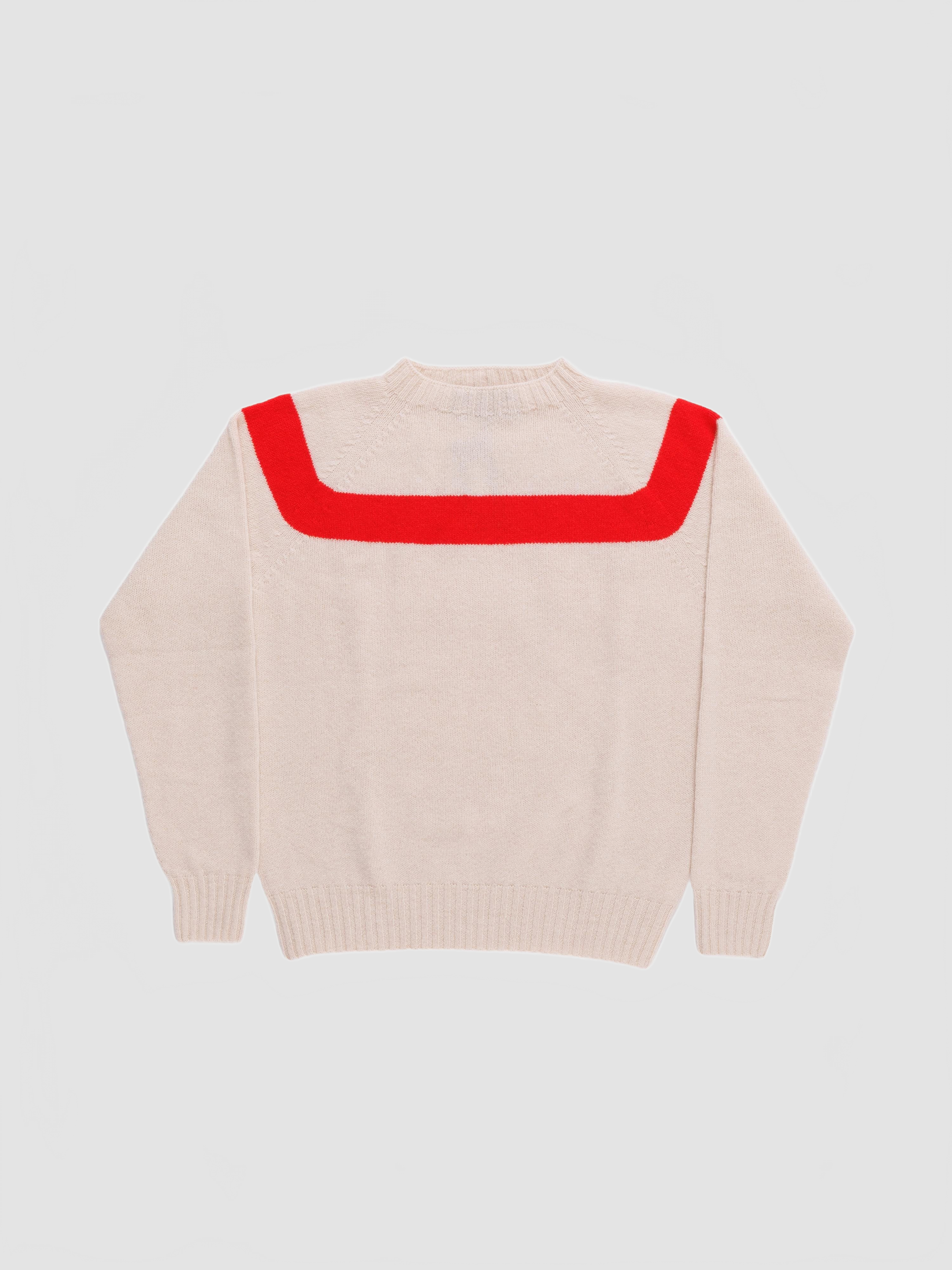 Traditional Seam Free Sweater - La Fetiche - Ecru / Red