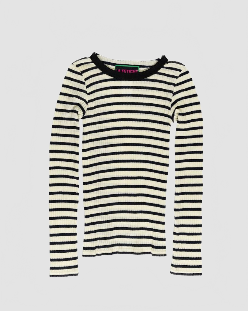 Fine Weight Ribbed Top - La Fetiche - Ecru / Navy