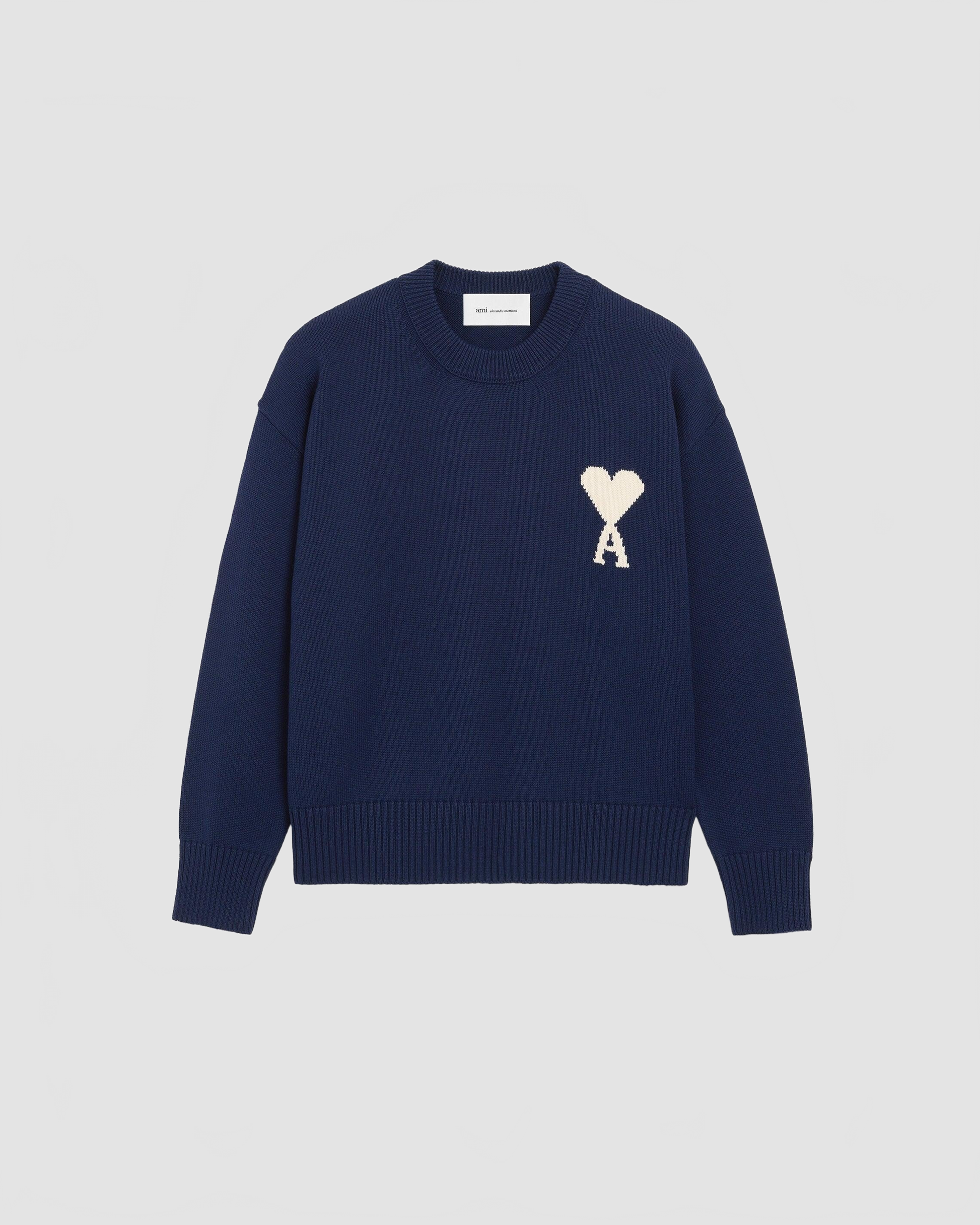 Pull Col Rond Avec Ami De Coeur Contraste - Ami - Encre / Ecru