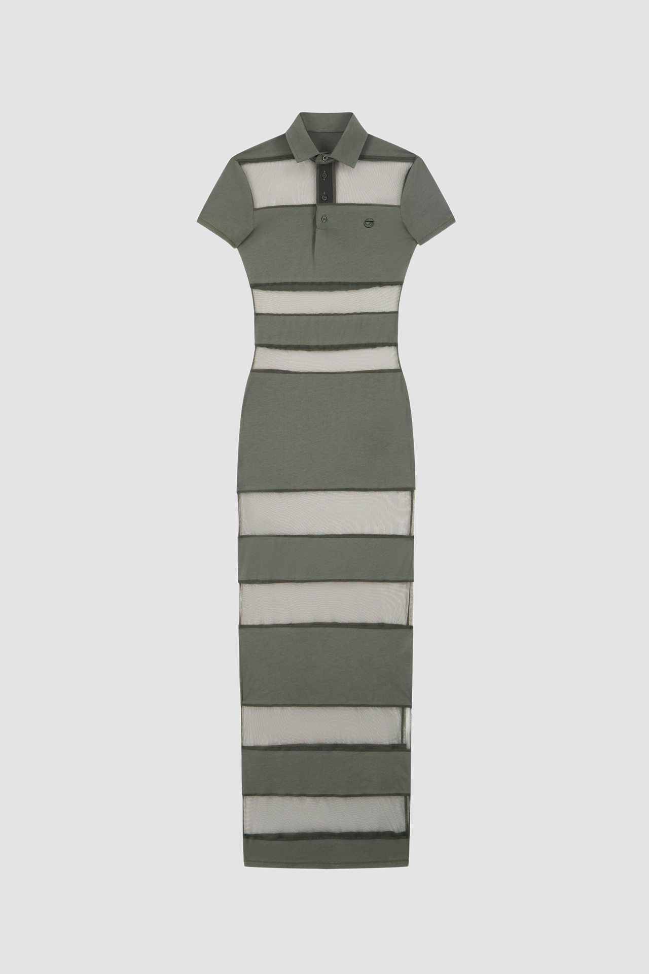 Striped Sheer Polo Dress - Coperni - Vert