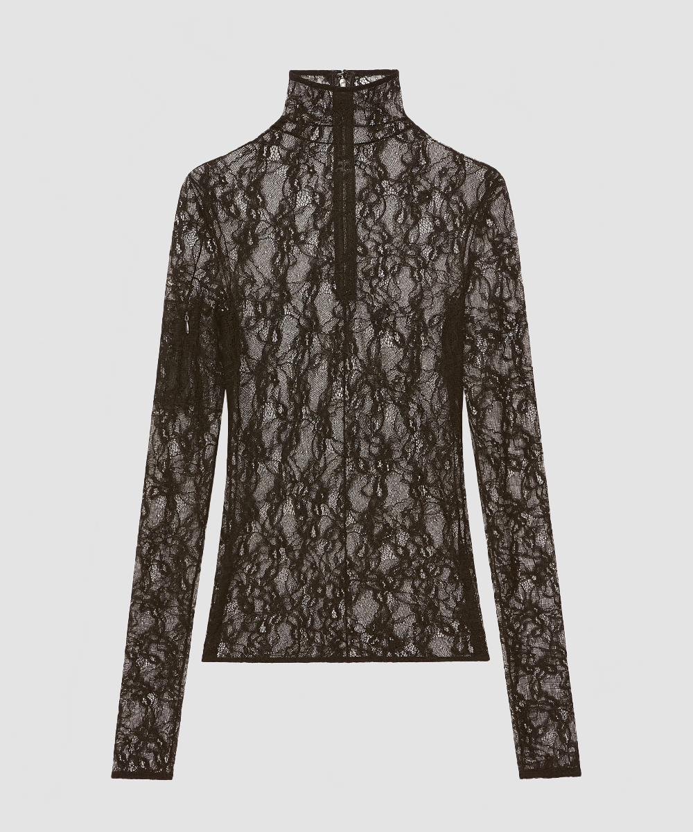 Top Col montant en dentelle noir