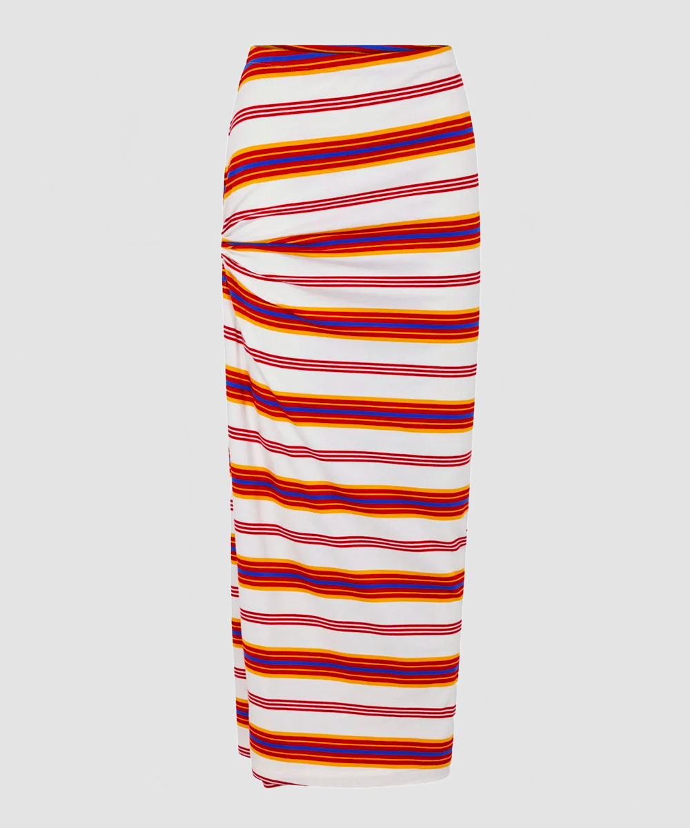 Jupe longue à rayures crème/orange