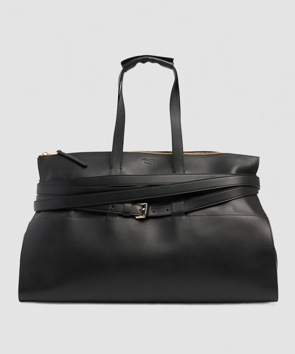 Sac Boston Tie Me en cuir noir
