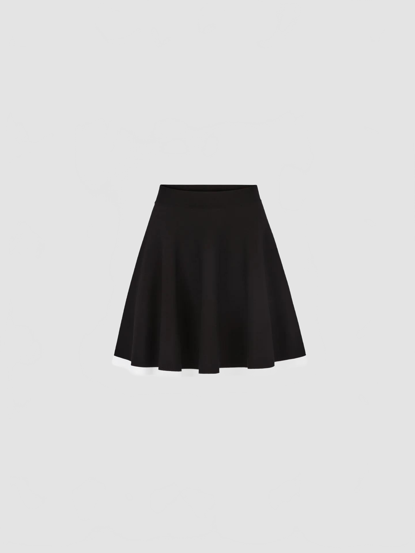 Contrasted Knit Mini Skater Skirt - Nina Ricci - Blanc / Noir