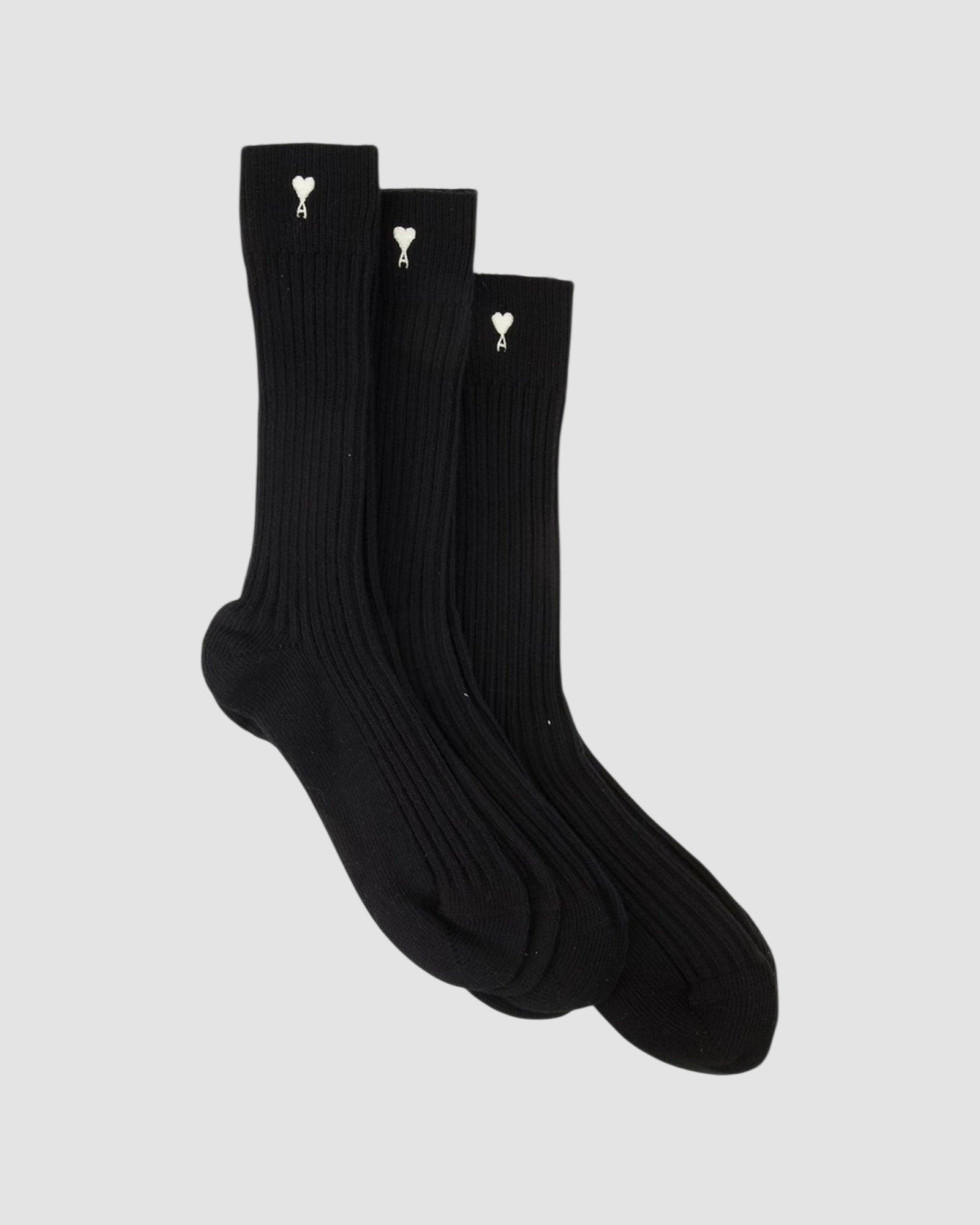 pack three ami de coeur embroidery socks   black 1