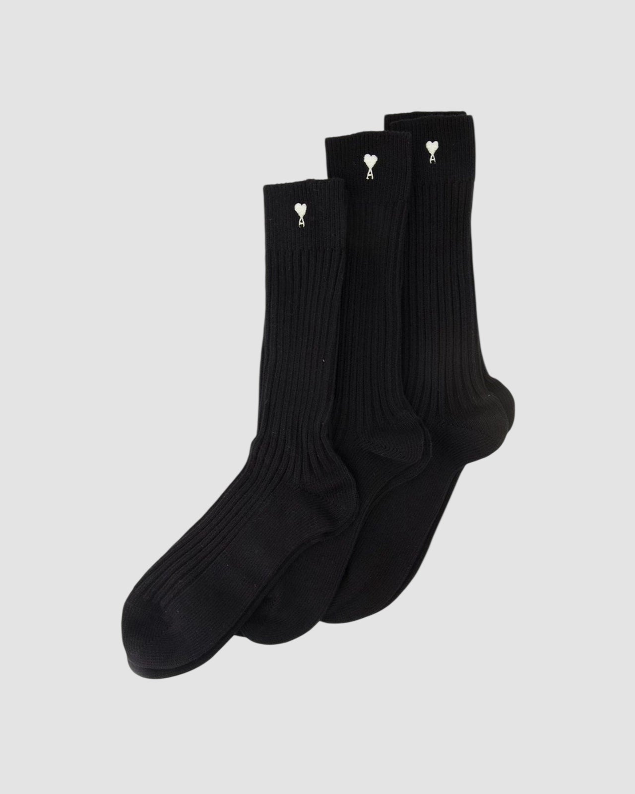 pack three ami de coeur embroidery socks   black 2