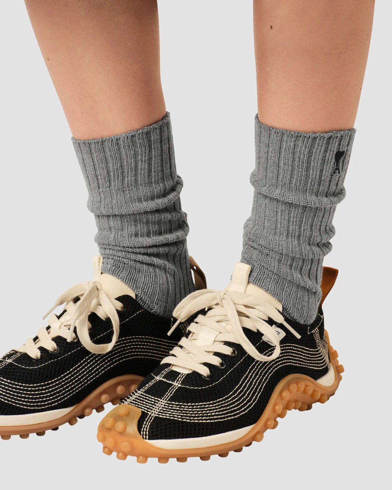 pack three ami de coeur embroidery socks   white grey black 4