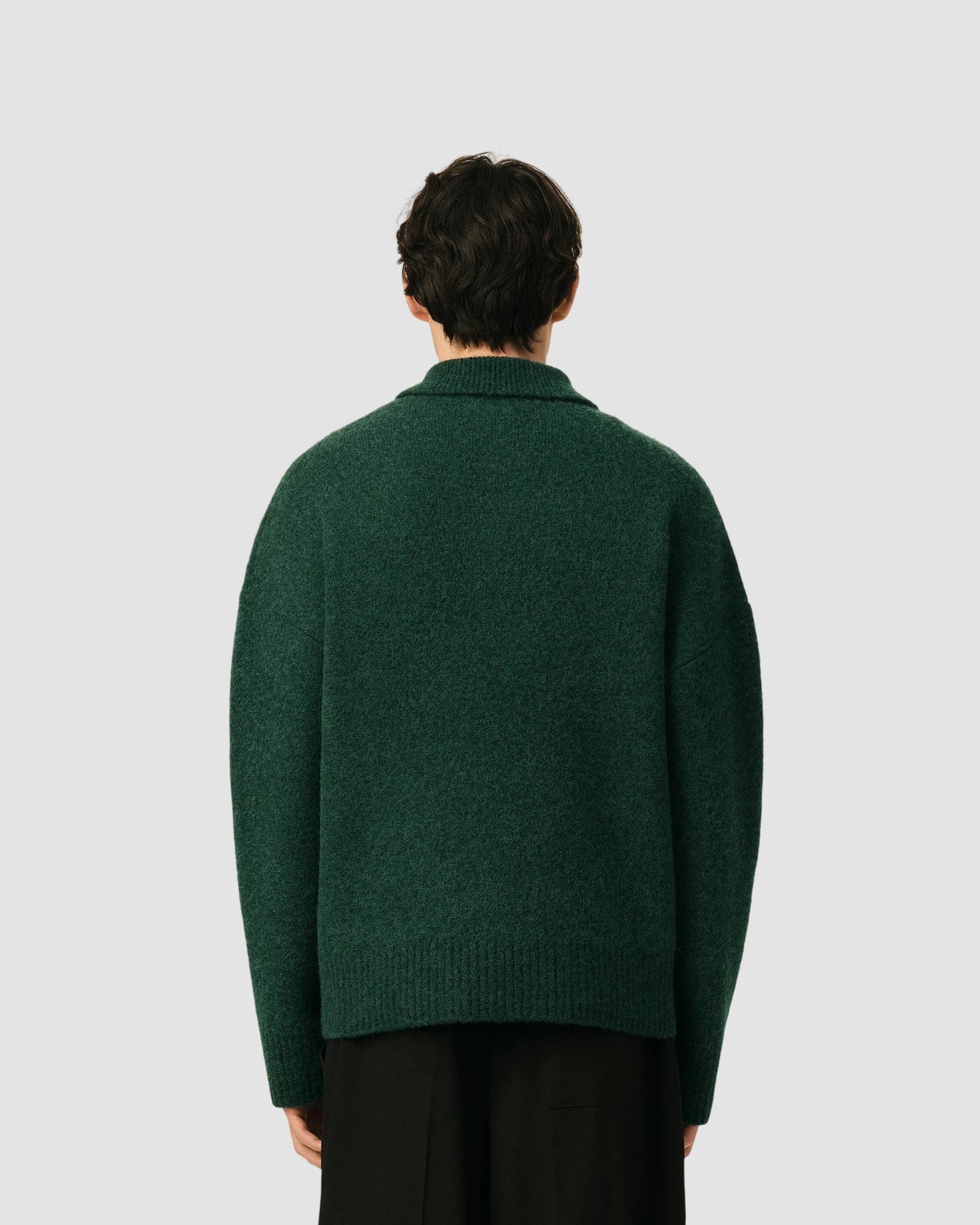 polo sweater with ami de coeur   bottle green off white 2