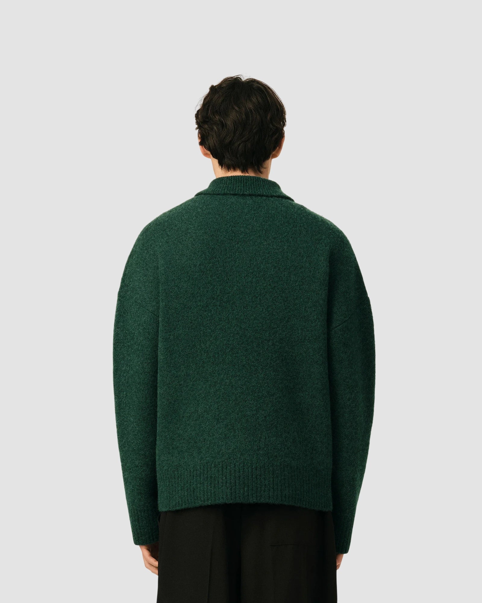 polo sweater with ami de coeur   bottle green off white 2