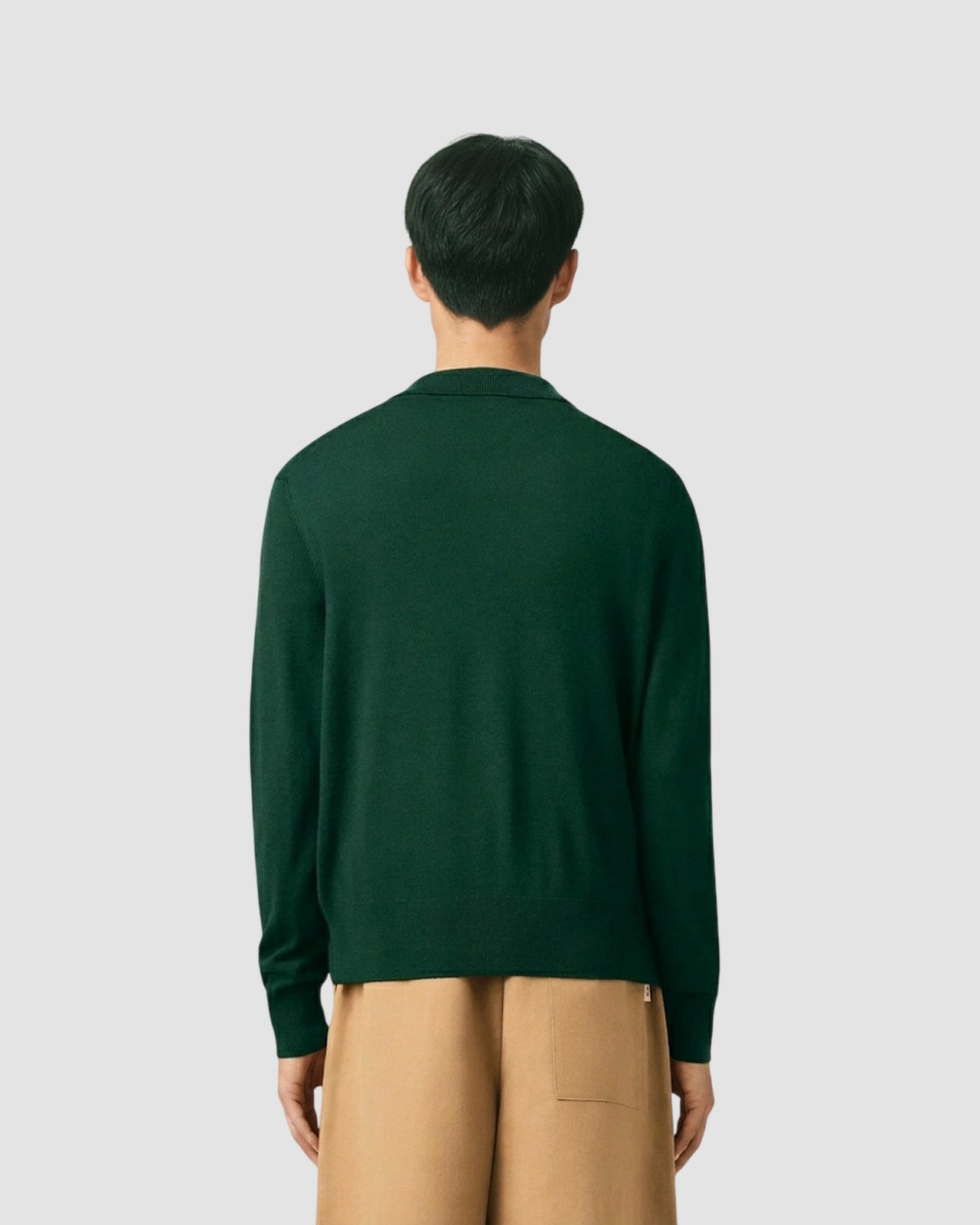 polo sweater with contrasted ami de coeur   ami   bottle green black 5